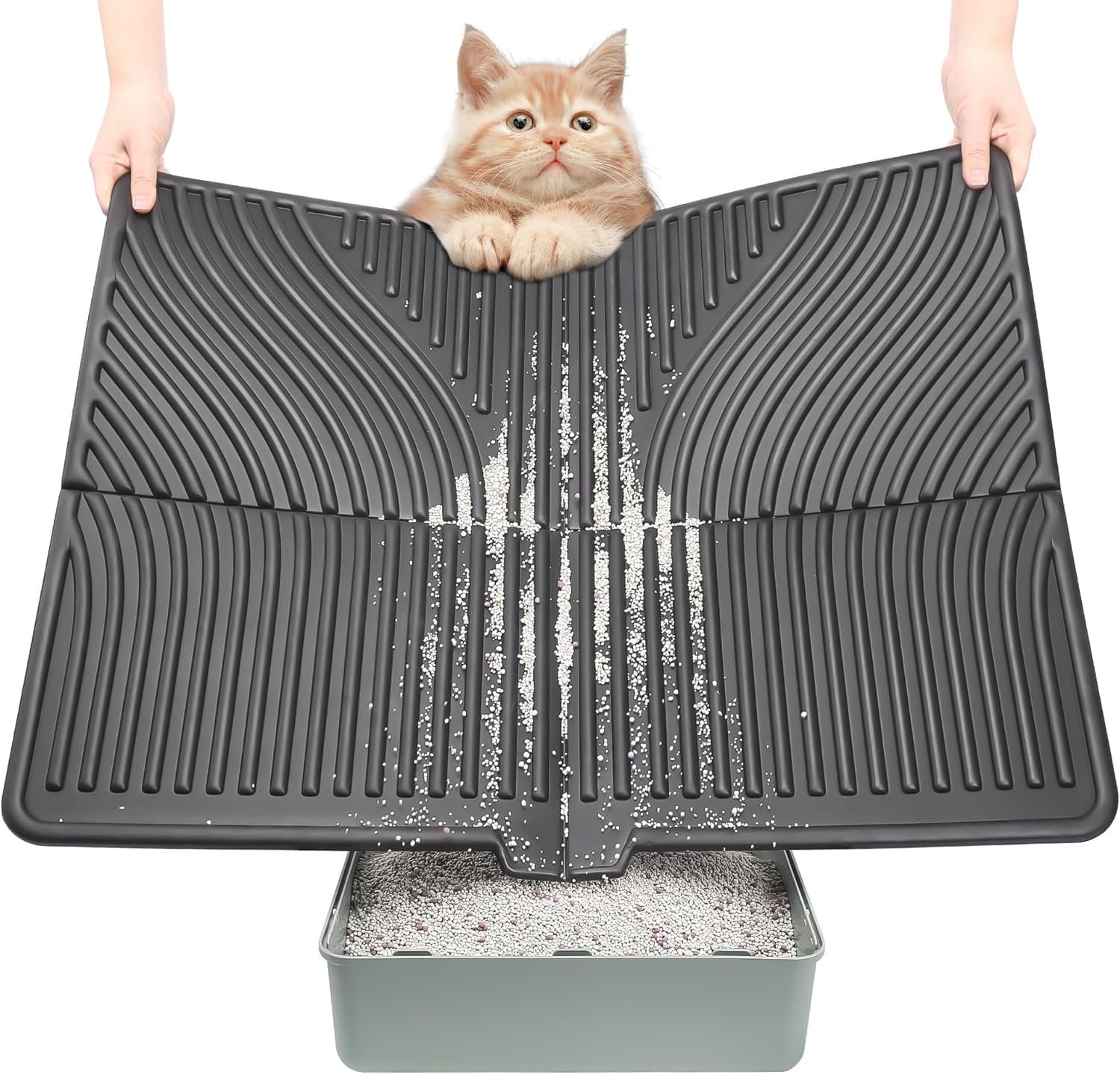 UPSKY Cat Litter Mat, Large Kitty Litter Trapping Mat Soft on Kitty Paws, Litter Box Mat Keep Floor Clean, 31″ x 24″ Waterproof and Washable Trapping Mats Catcher Pad for Scatter Control