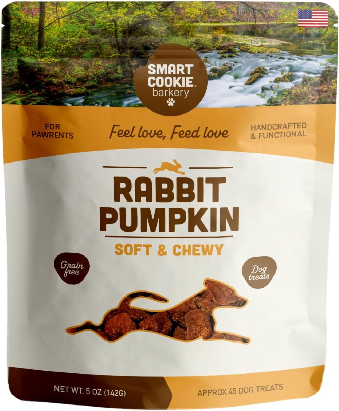 Smart Cookie All Natural Dog Treats – Rabbit & Pumpkin – Training Treats for Dogs & Puppies with Allergies, Sensitive Stomachs – Soft Dog Treats, Grain Free, Chewy, Human-Grade, Made in USA – 5oz Bag