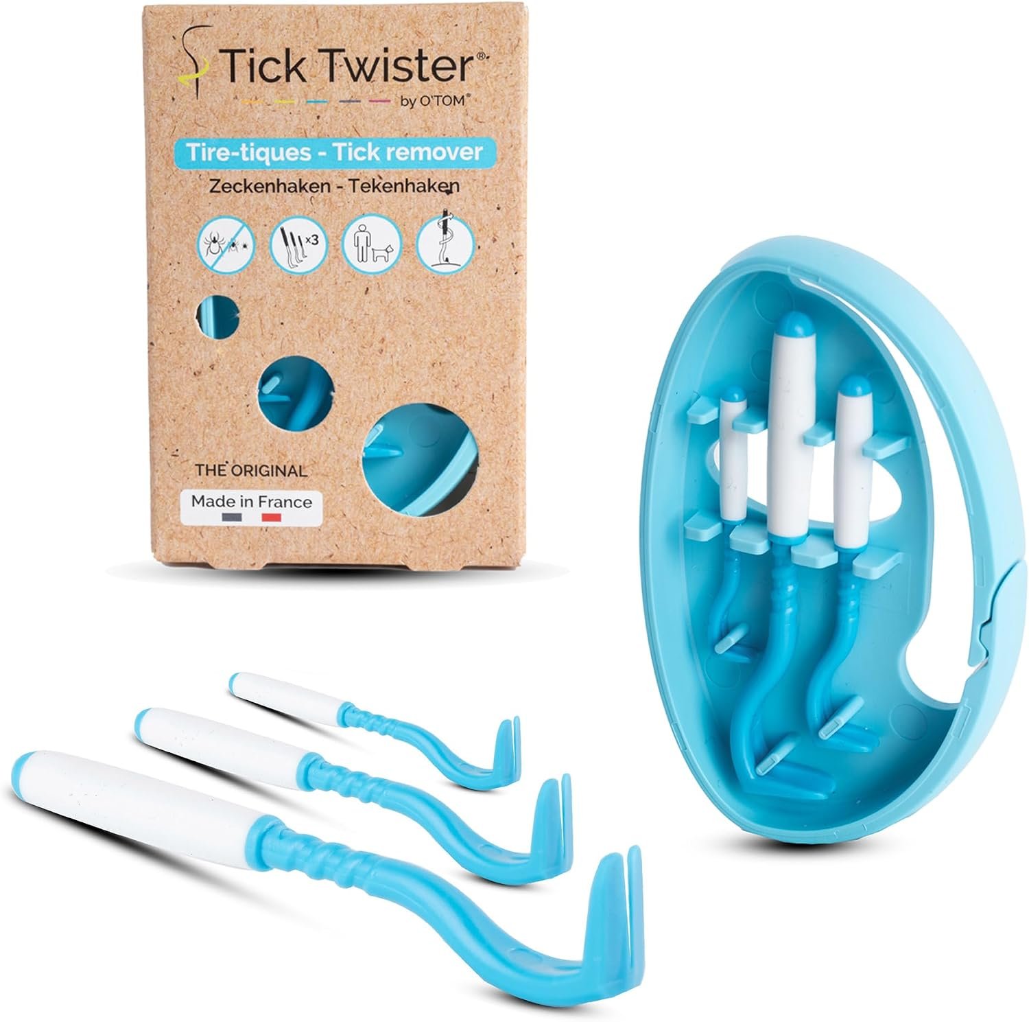 Tick Twister Tick Remover for Dogs and Human – Made in France – Tick Puller for Humans and Dogs – 3 Different Sizes – Dog Tick Removal Tool – Also for All Other Pets – Tick Nipper in
