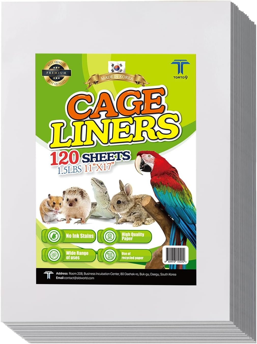 TORTO9 Cage Liner Sheets for Birds – 120 Pack, 11 x 17 in, 1.5 lb | Acid-Free & Non-Toxic Paper | Safe Pet Bedding, Craft Supply, Packing & Shipping Use