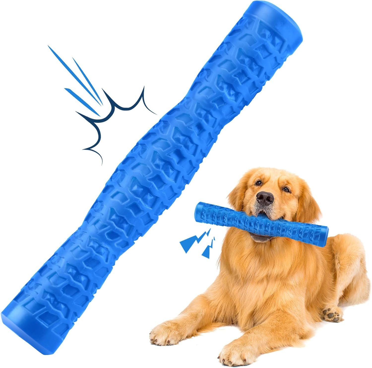 LOYEE Dog Squeaky Toys Interactive Dog Toys for Aggressive Chewers Tough Rubber Chew Toys for Medium/Large Breed, Indestructible Puppy Chew Toys for Teething (Blue)