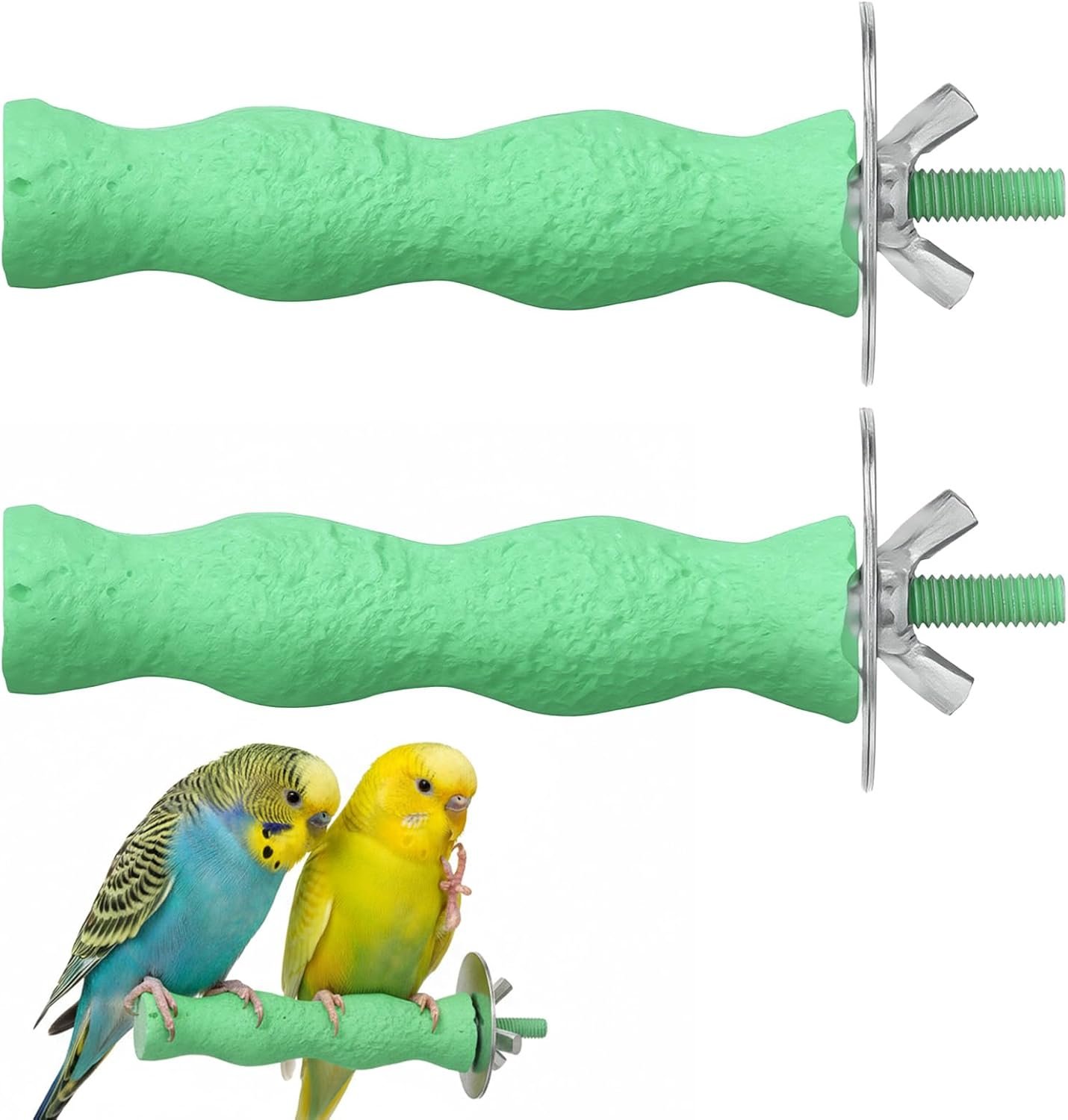 2PCS Bird Perches for Cage, Bird Beak Grinding Stone, Parrot Stand Claw Trimming Chewing Toy Accessories for Budgies Parakeets Cockatiels Conures Supplies (S)