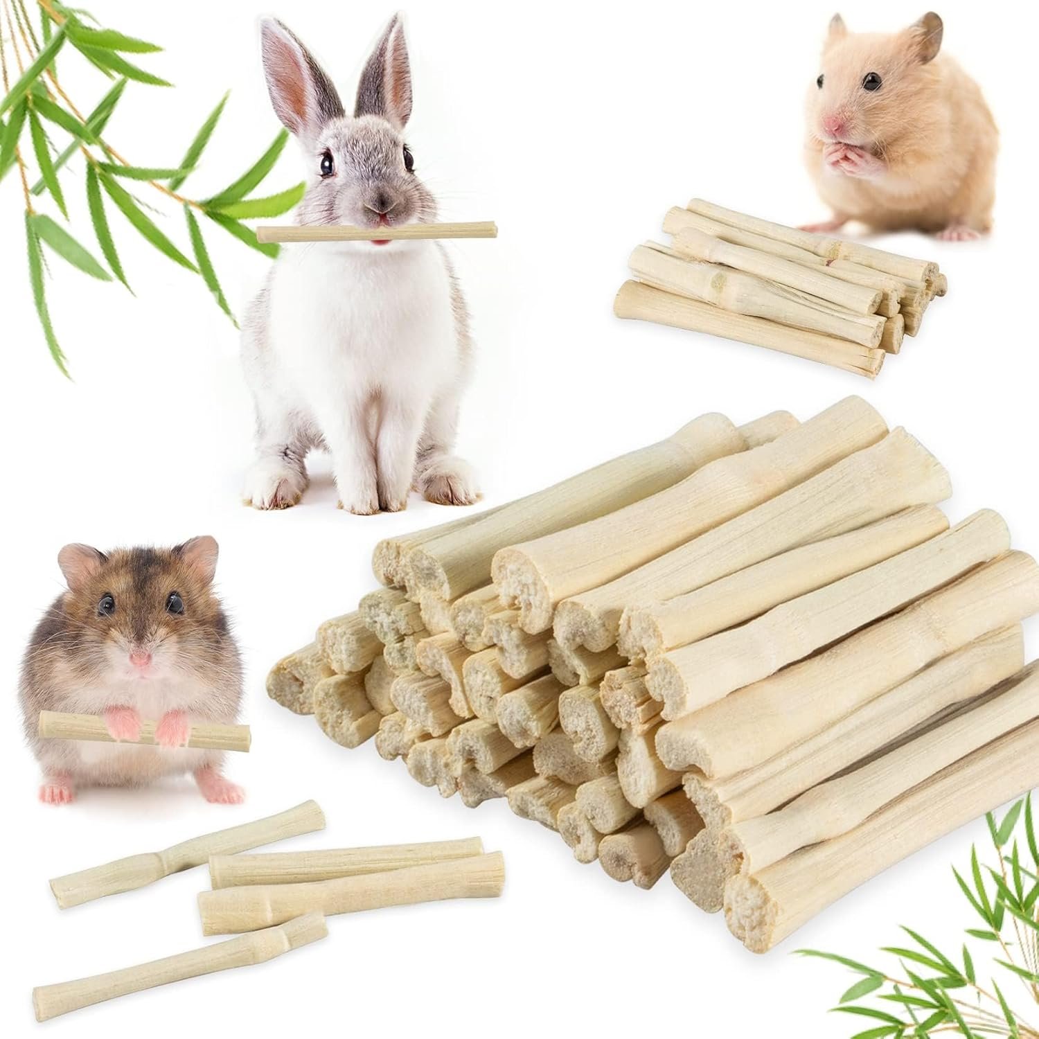 Sukh 240g Sweet Bamboo Chew Sticks – Rabbit Chew Sticks & Bamboo Sticks for Rabbits, Natural Bunny Bamboo Chew Toy for Teeth Grinding, Small Animal Treats for Guinea Pig, Hamster, Chinchilla