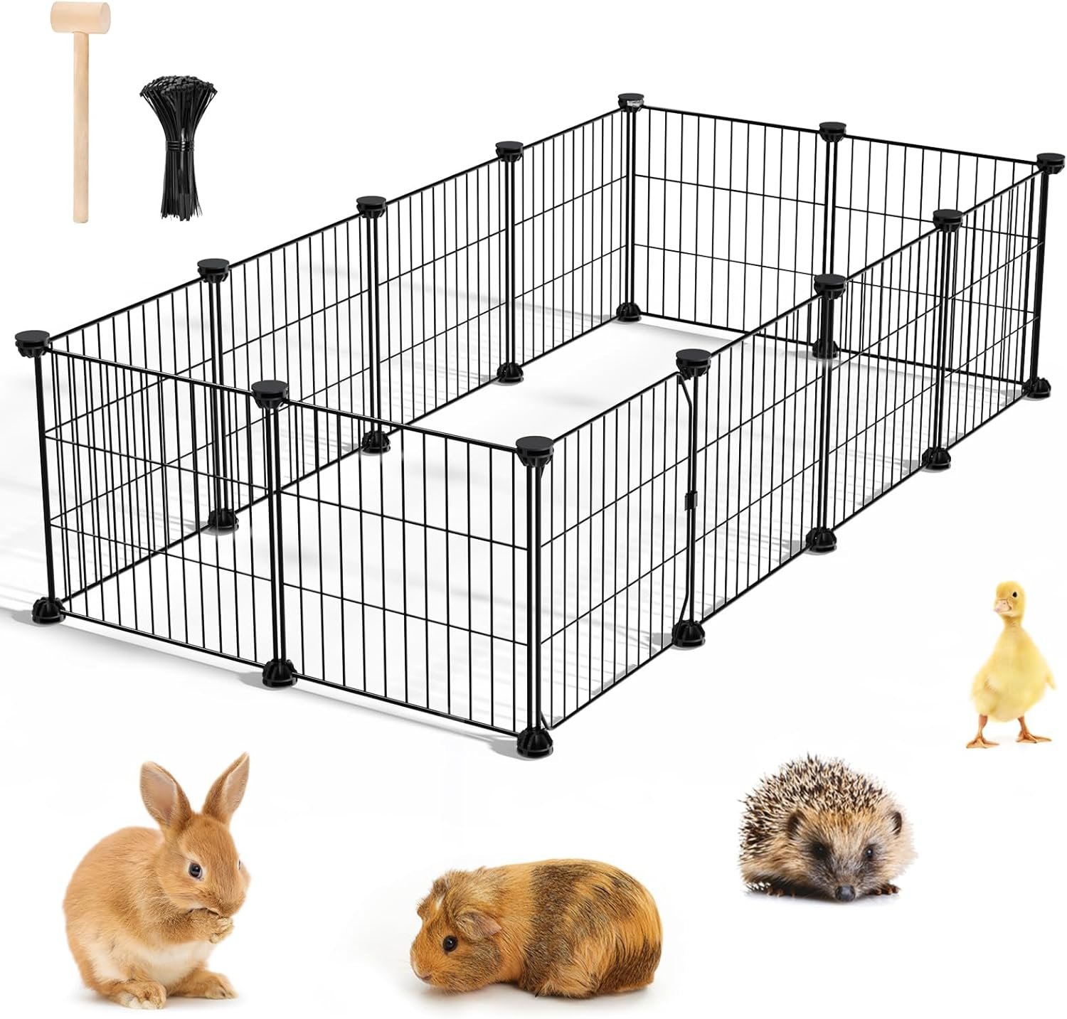 BUCATSTATE 12 Panels Guinea Pig Playpen, Rabbit Playpen Indoor, 47″ L x 24″ W x 12″ H Small Animal Playpen with Door for Guinea Pigs, Bunny, Hedgehogs, Chinchillas