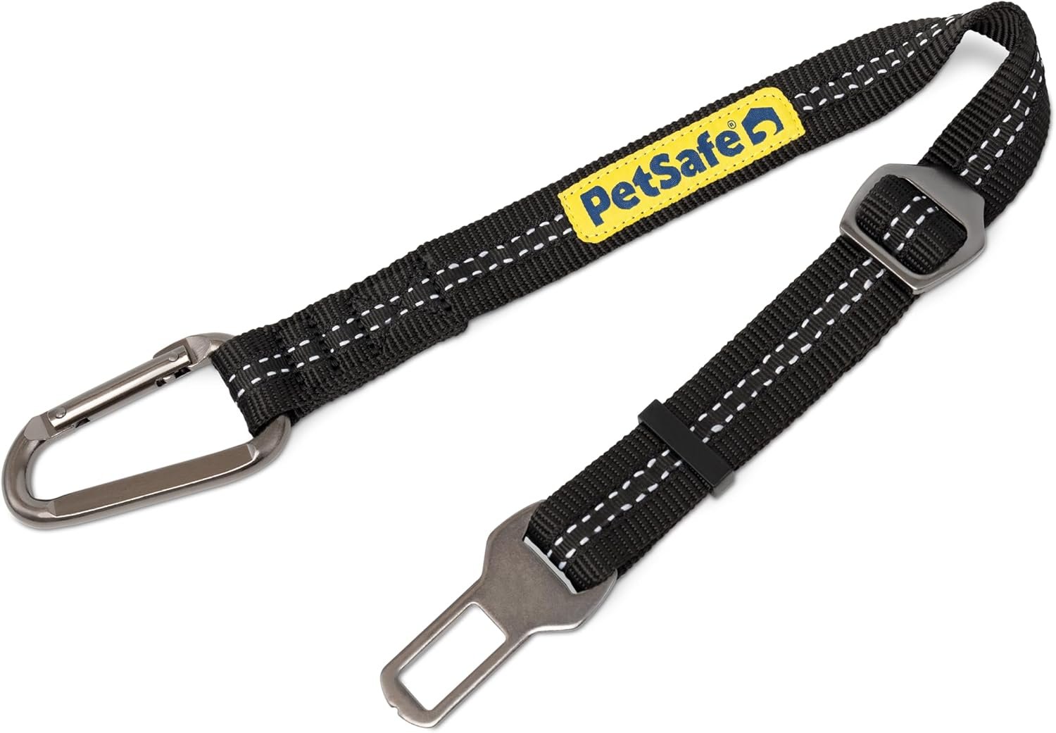 PetSafe Safety Seatbelt Tether Adjustable Dog Seat Belt for Car Works with Any Harness Carabiner Clip, Black – 1 Tether Included