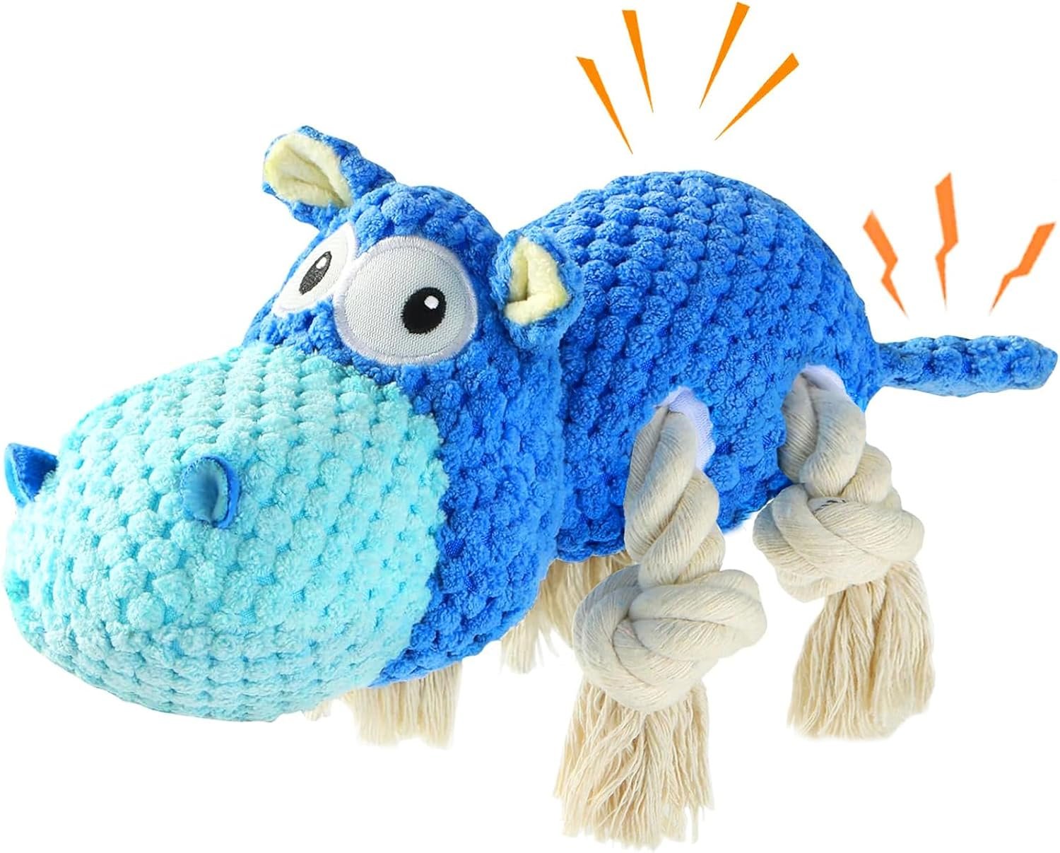 TOOPTATE Dog Toys for Aggressive Chewers – Dog Toys to Keep Them Busy Squeaky Dog Toys for Large Dogs (Blue, Medium)