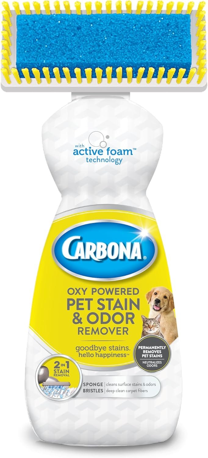 Carbona 2-in-1 Oxy-Powered Pet Stain & Odor Remover (13.5 Fl Oz), Carpet Spot Cleaner Removes Urine Odor, Lifts Mud & Vomit Stains, Prevents Resoiling