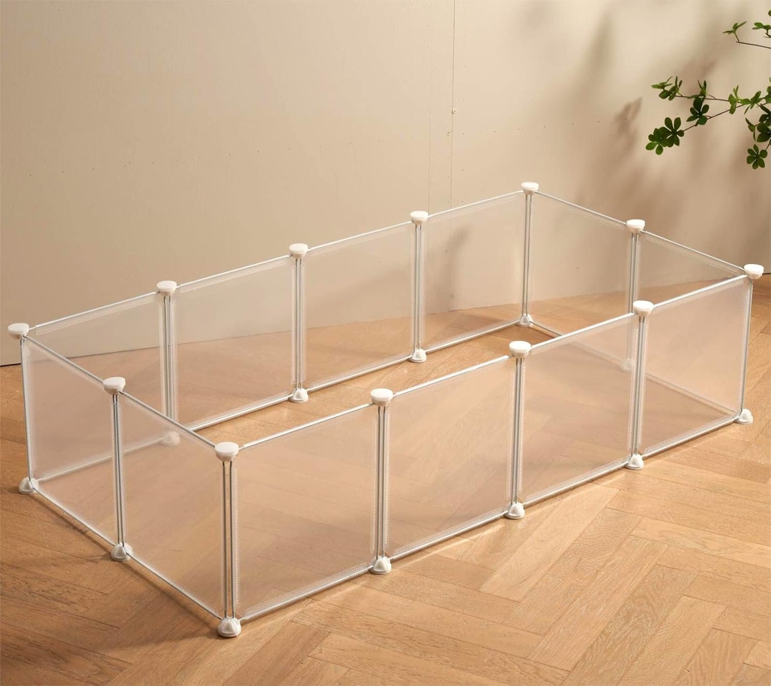 LURIVA Transparent Clear Small Animal Playpen, Guinea Pig Cages, Puppy Dog Playpen, Pet Playpen, Rabbit Bunny Indoor Fence Pen Enclosure, White Clear Plastic Playpen,12X12 Inch, 12Panels