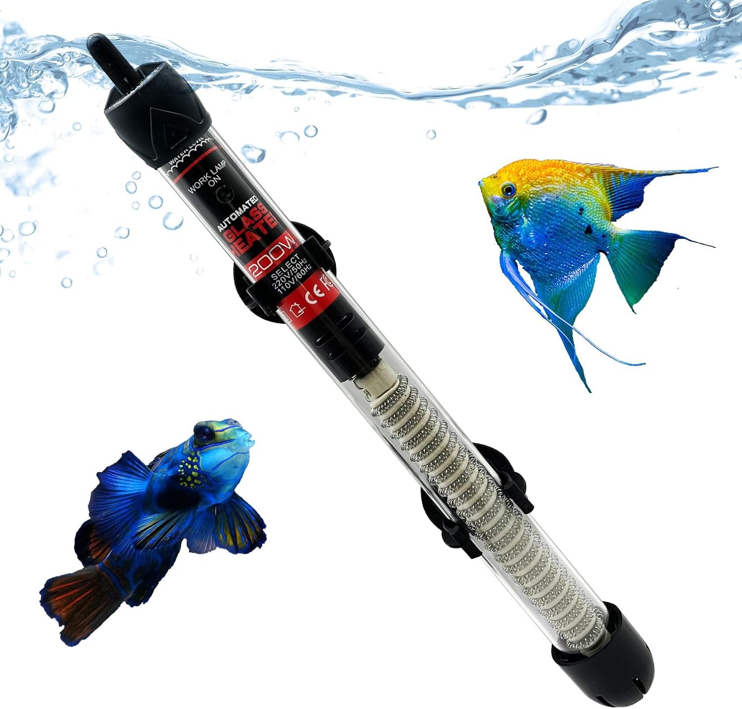 Fish Tank Aquarium Heater – Adjustable Temperature Submersible Thermostat Heater,25W/50W/100W/150W/200W/300W