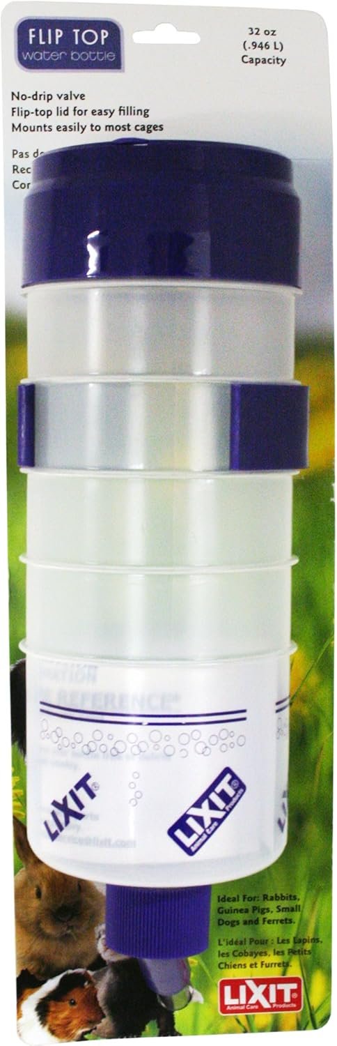 Lixit® Lever Valve Top Fill No Drip Water Bottles for Rabbits, Chinchillas, Ferrets, Guinea Pigs and Adult Rats (Purple (Pack of 1), 32 Ounce)