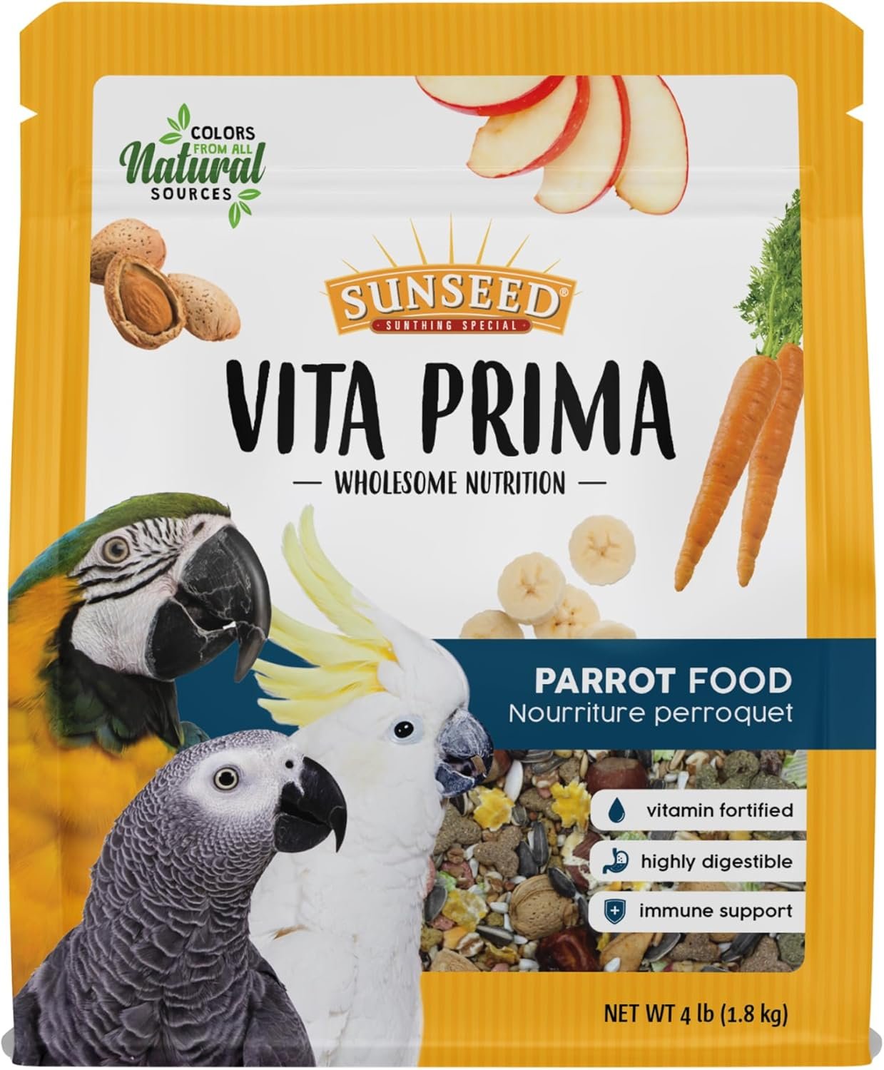 Sunseed Vita Prima Wholesome Nutrition Parrot Food, 4 LBS