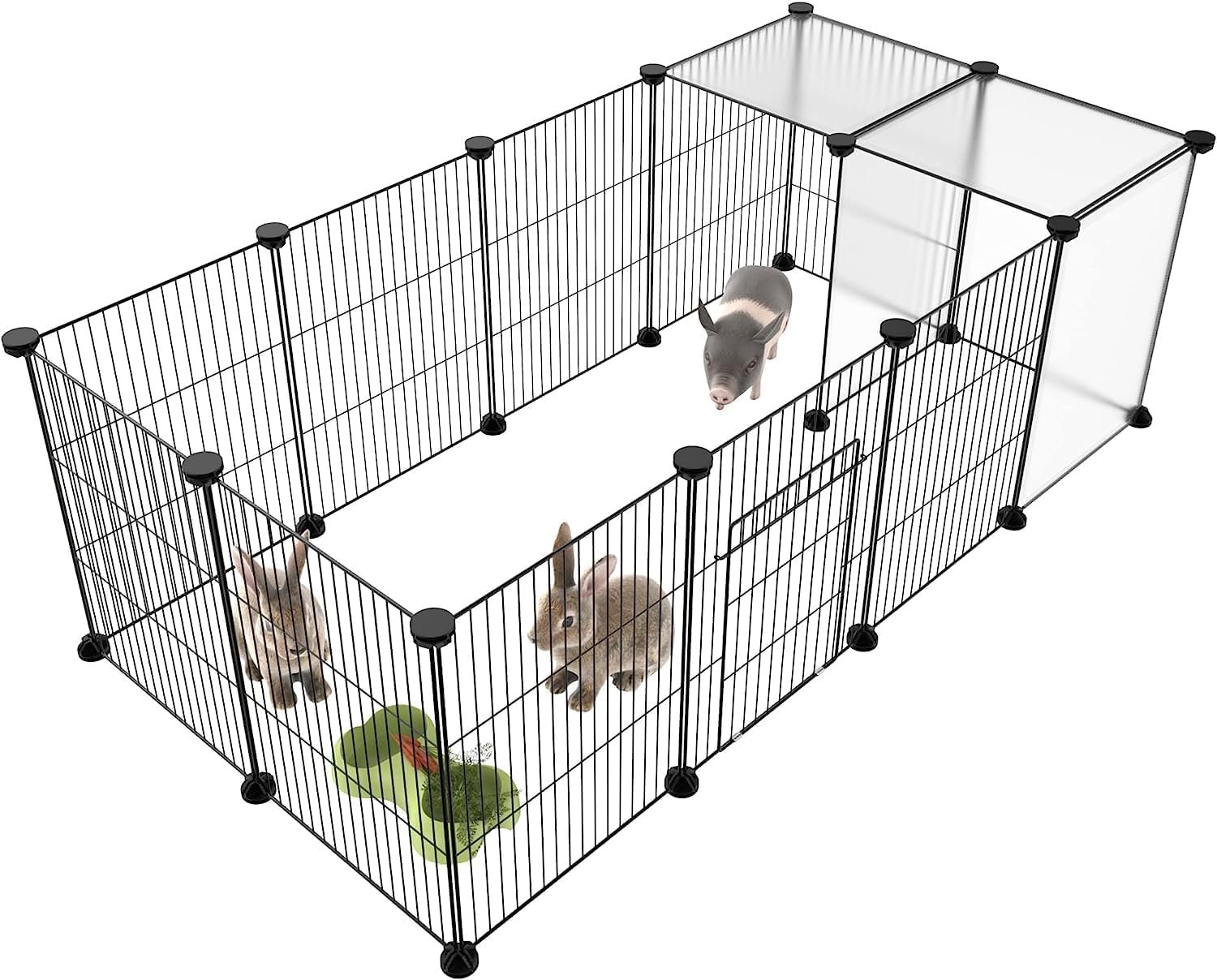 HOMIDEC Pet Playpen,Small Animals Cage DIY Wire Portable Yard Fence with Door for Indoor/Outdoor Use,Puppies,Kitties,Bunny,Turtle 48″ x 24″ x 16″