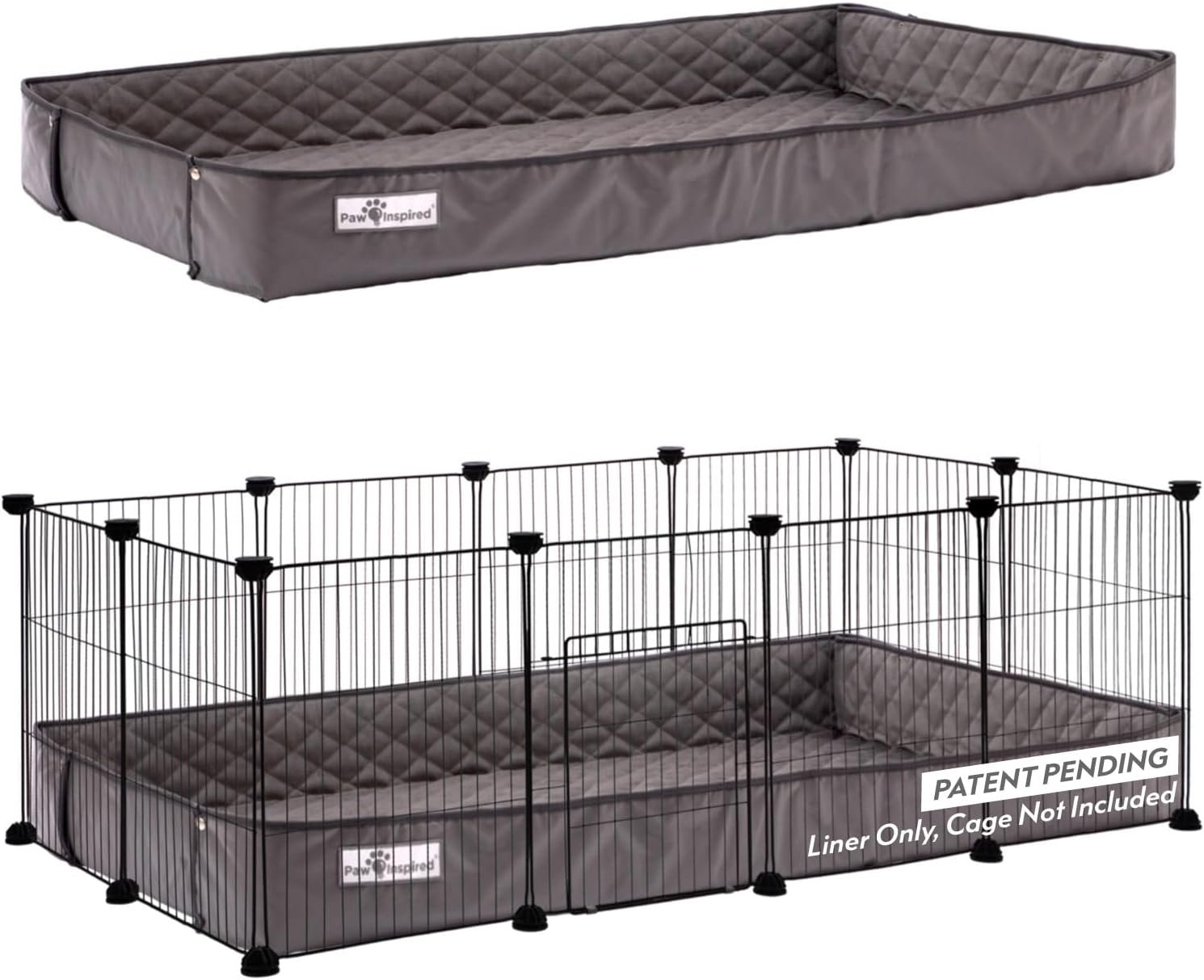 Paw Inspired Critter Box | Washable Guinea Pig Cage Liners with Raised Sides | Fleece Bedding for Guinea Pigs Rabbits, Hamsters, Small Animals | Edge Protected Pee Pads (2×4 (12″ Grids))