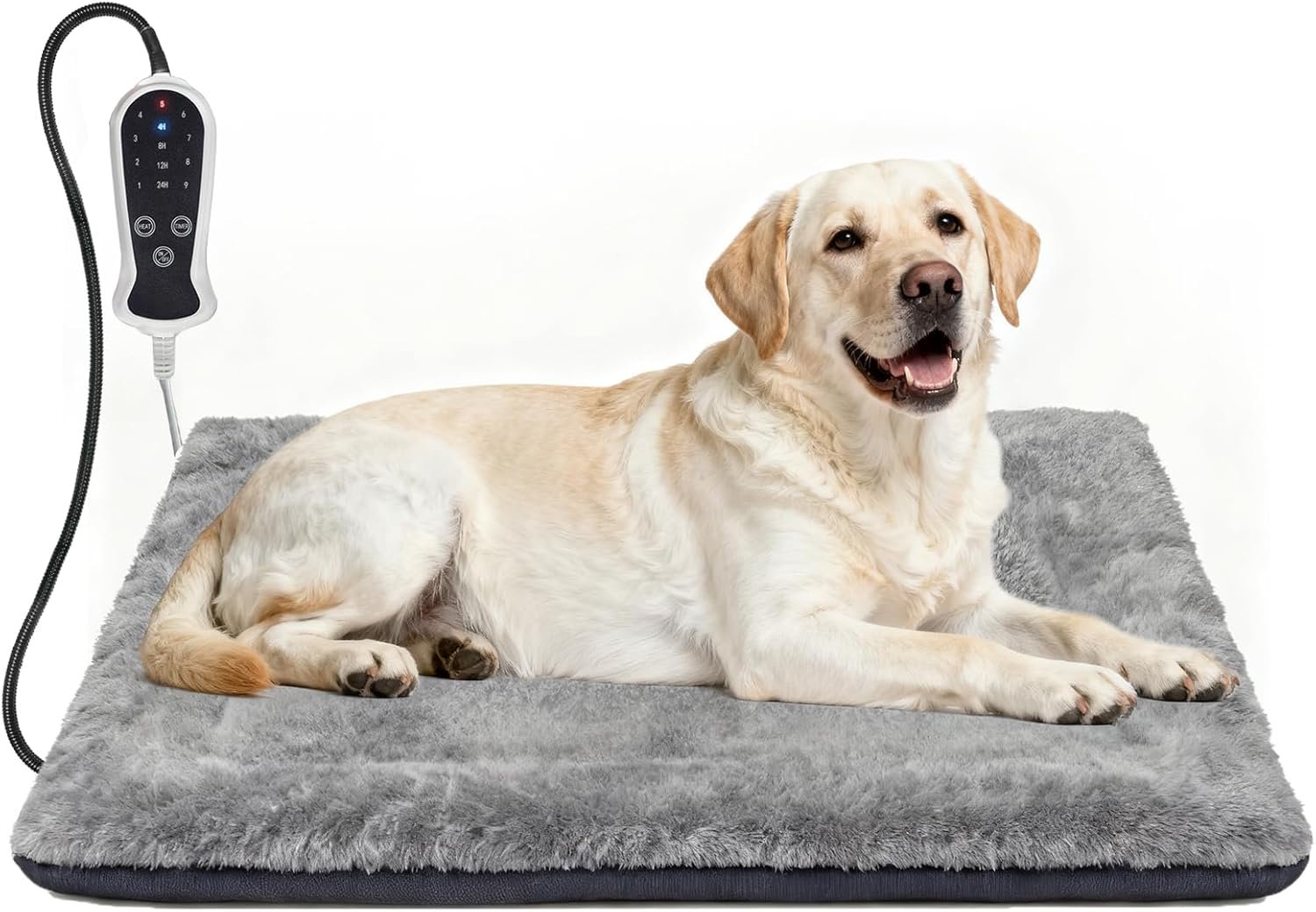 Bestio Heated Dog Bed 32×20×2 in,MET&UL Dual Certified Heated Cat Beds for Indoor Cats and Small Dogs, Heated Pet Bed with Timer & Temp Adjustable, Removable Waterproof Electric Warming Bed