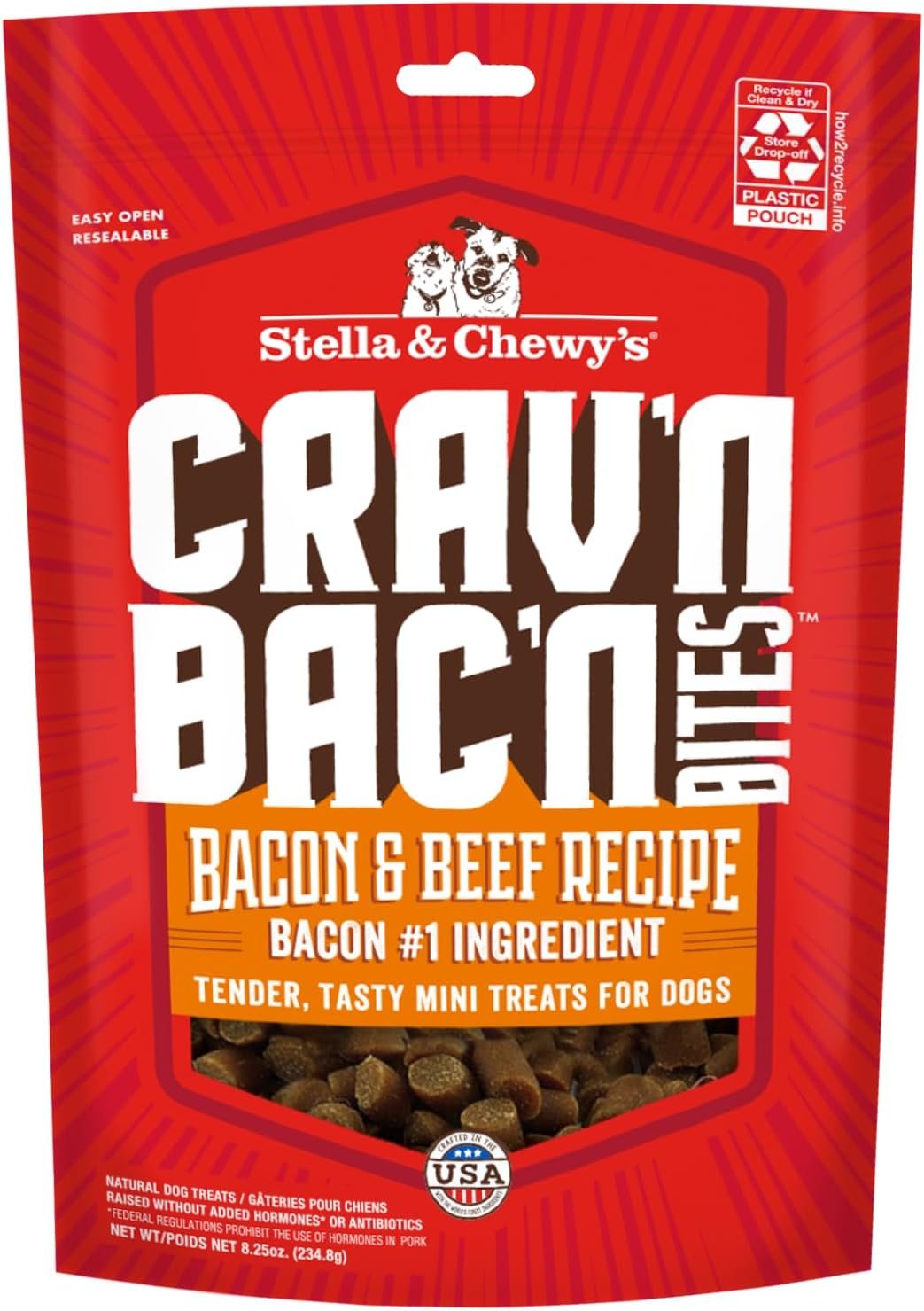 Stella & Chewy’s Training Dog Treats – Crav’n Bac’n Soft Bacon & Beef Bites – Premium USA Made – Low Calorie Rewards – 8.25oz