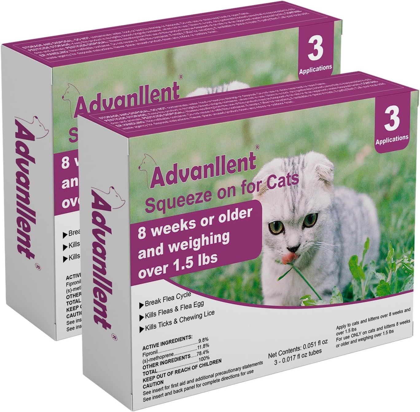 Flea and Tick Prevention for Cats, Flea and Tick Treatment for Cat Kitten, Flea & Tick Control, Over 1.5 Pounds, 6 Doses