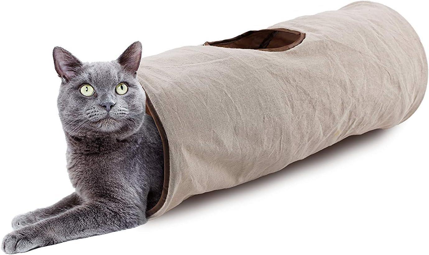 ALL FOR PAWS 24.8 Inches Cat Tunnel for Indoor Cats, Collapsible Crinkle Play Tunnel Tube with Peek Hole and 1 Play Ball for Small Cats, Kittens, Rabbits, Ferrets, Classic Comfort