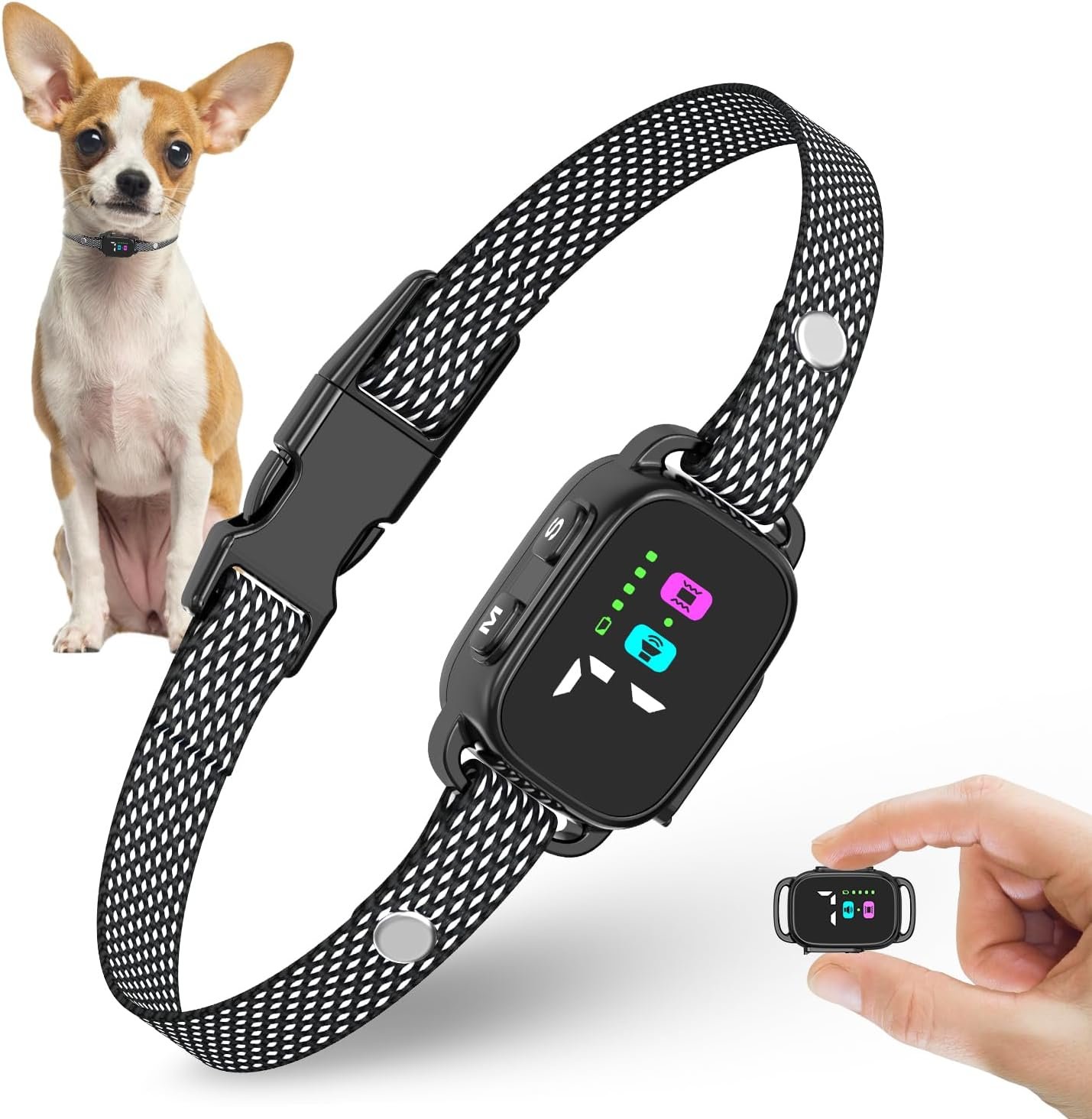 Anti-Bark Collar for Small Dogs, No Shock Anti Barking Collars with 7 Sensitivities, 3 Adjustable Modes Beep & Vibration, IP67 Waterproof – Effective & Humane, Premium Black