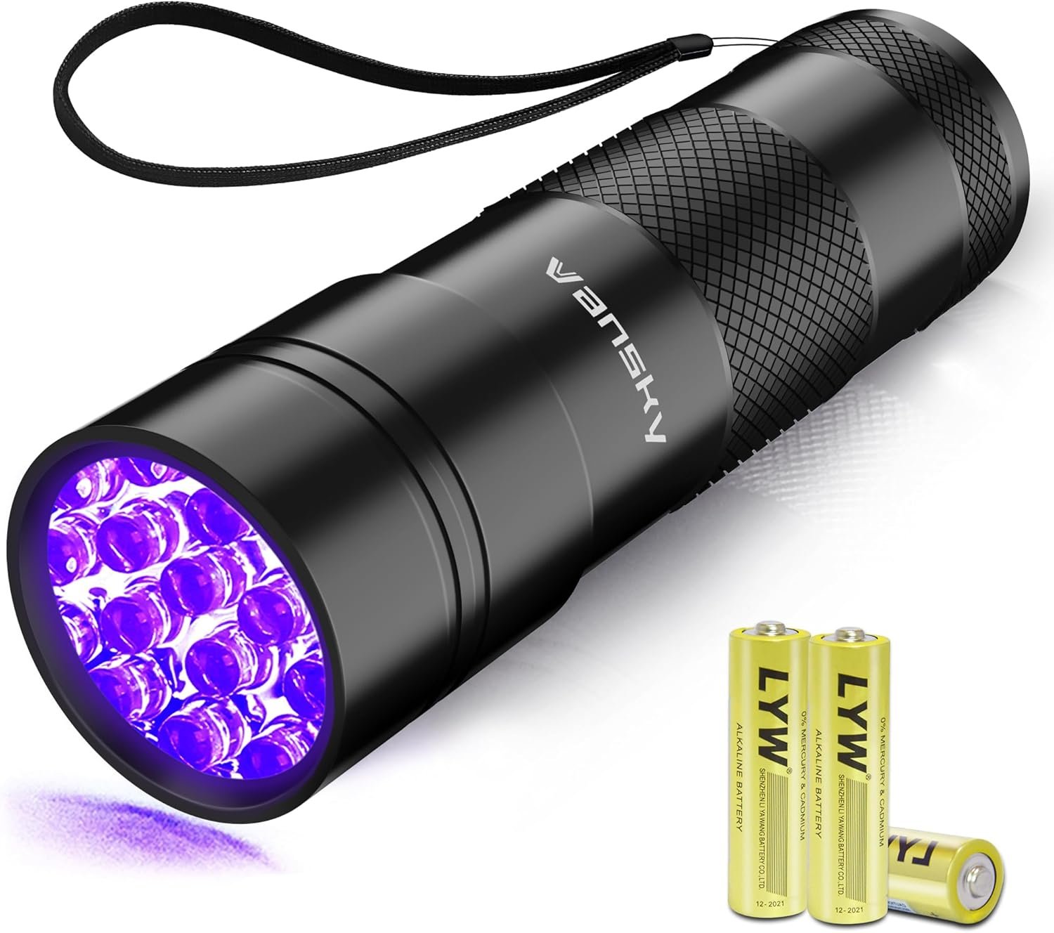 UV Light 395nm Blacklight Flashlight: Vansky 12 LED Black Light Mini Pet Urine Detection for Invisible Dog/Cat Dried Urine Stains on Carpet, Scorpion Finder, Resin Curing