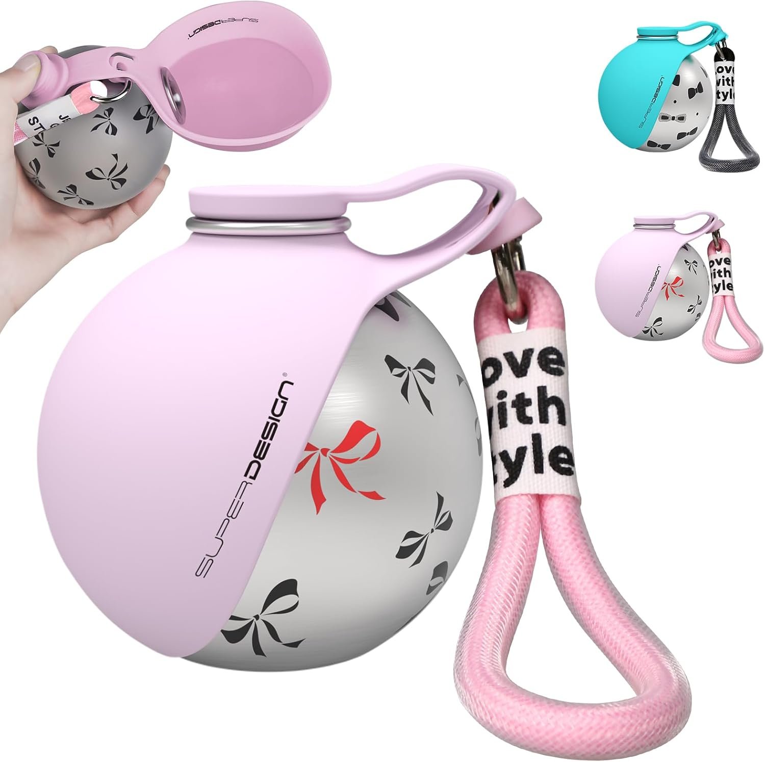 2-in-1 Portable Dog Water Bottle for Small Dogs – Leak-Proof & Compact Dog Travel Water Bottle -Stainless Steel Bottle & Silicone Bowl – Ideal for Walking, Hiking & Travels (10 fl oz, Pink)