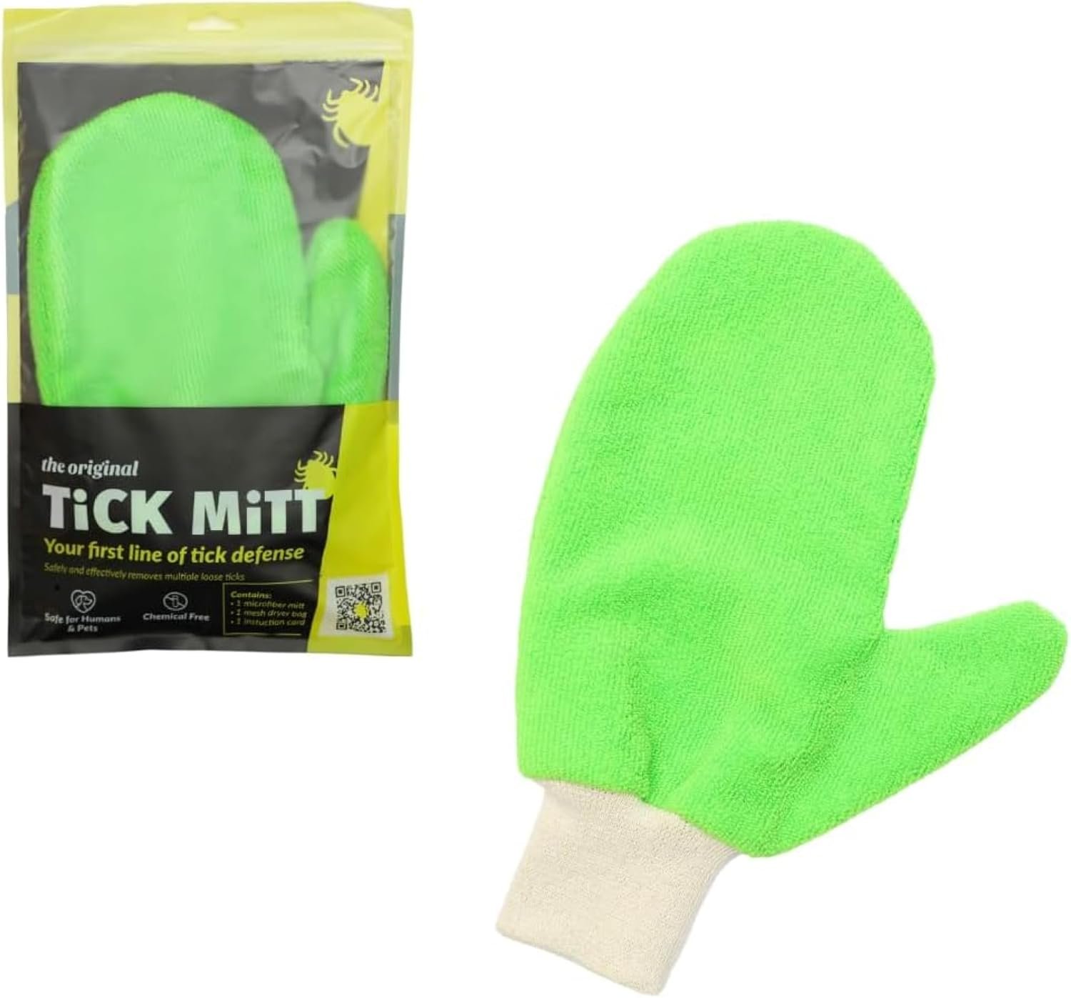 TiCK MiTT Green Tick Removal Glove: Gently Remove Ticks from Humans & Pets – Chemical-Free, Durable, Portable, Easy to Use Tick Management Tool for Outdoor Adventures & Everyday Use