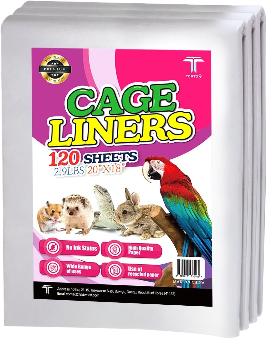 T TORTO9 Bird Cage Liner – 120 Paper Sheets, 20″ x 18″, 2.9 lb – Ideal for Pet Habitats, Bulk Pack for Long-Lasting Use, Newsprint Texture, Convenient Parcel Packaging