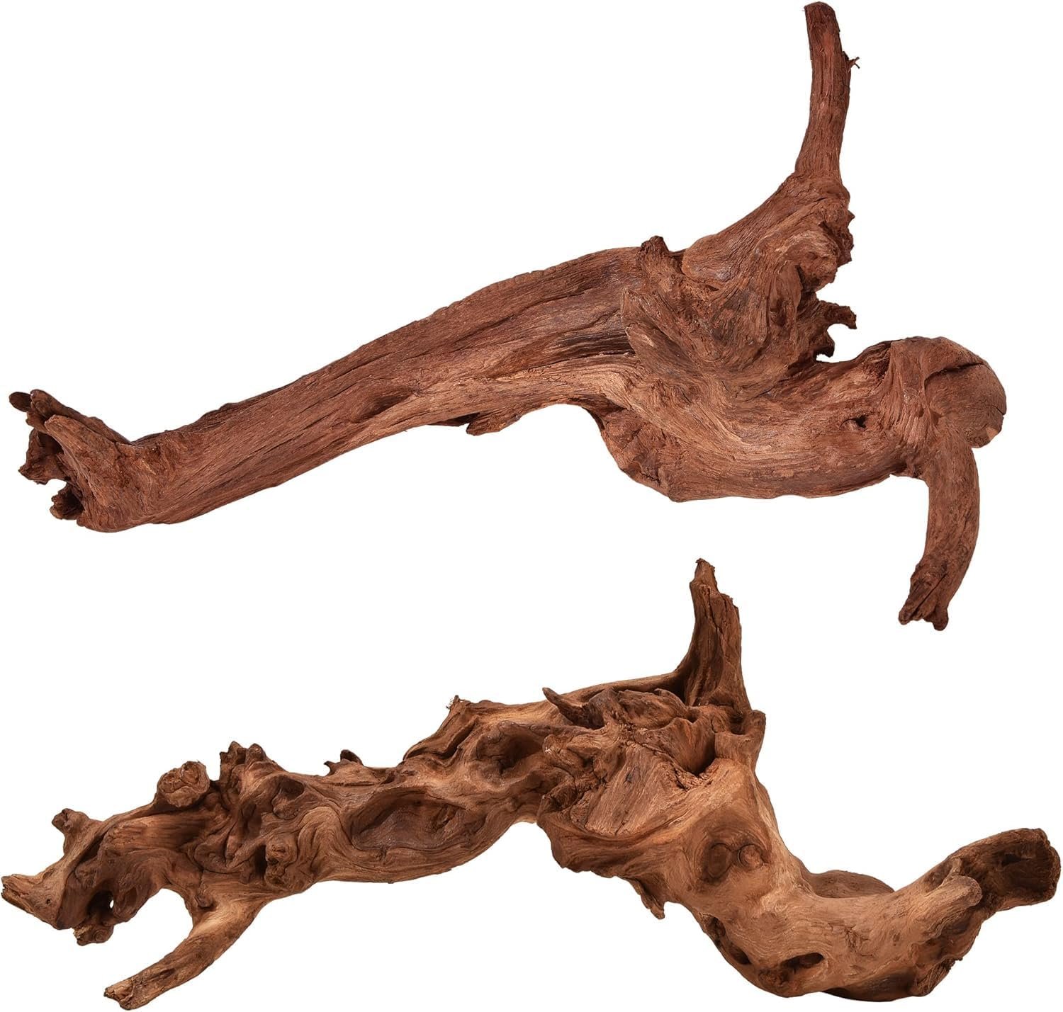Natural Aquarium Driftwood Decorations – Aquascape Decor for Fish Tanks, Betta Hideouts, Reptile Enclosures & Plant Attachment (Large Mopani Driftwood 14-18″ (Pack of 2))