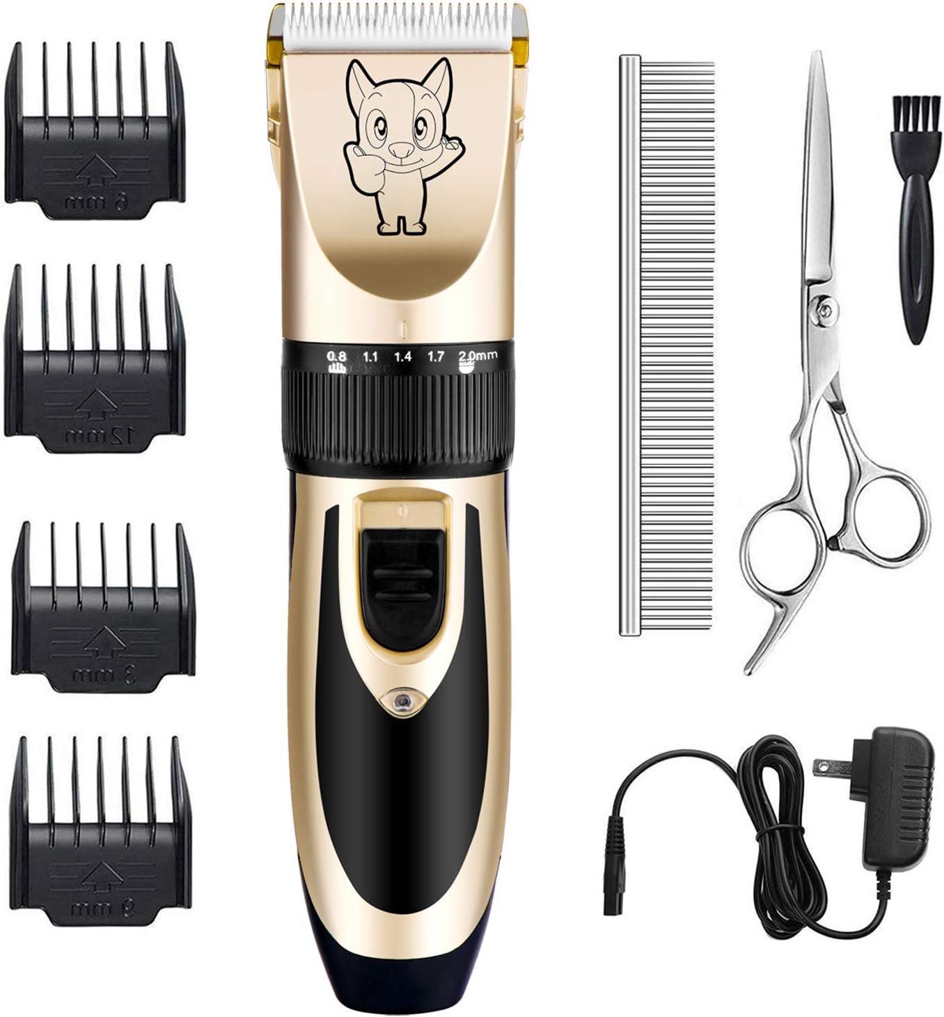 Highdas Dog Clippers for Grooming Low Noise, Cordless Electric Dog Grooming Kit Clippers Rechargeable, Quiet Dog Shaver, Pet Hair Trimmer Kit for Dogs & Cats (Gold)