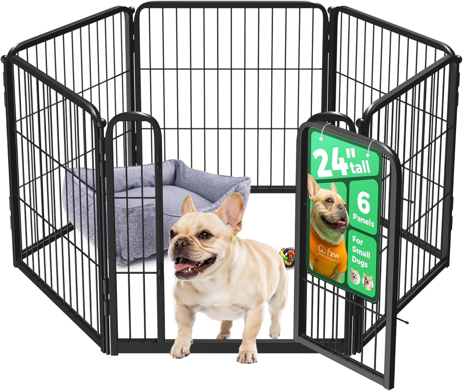 FXW Homeplus Unleashed Indoor Dog Playpen – Stress-Free and Safe Play, Heavy Duty 24 Inch 6 Panels Dog Pen for Puppy and Small Dogs, Black│Patented