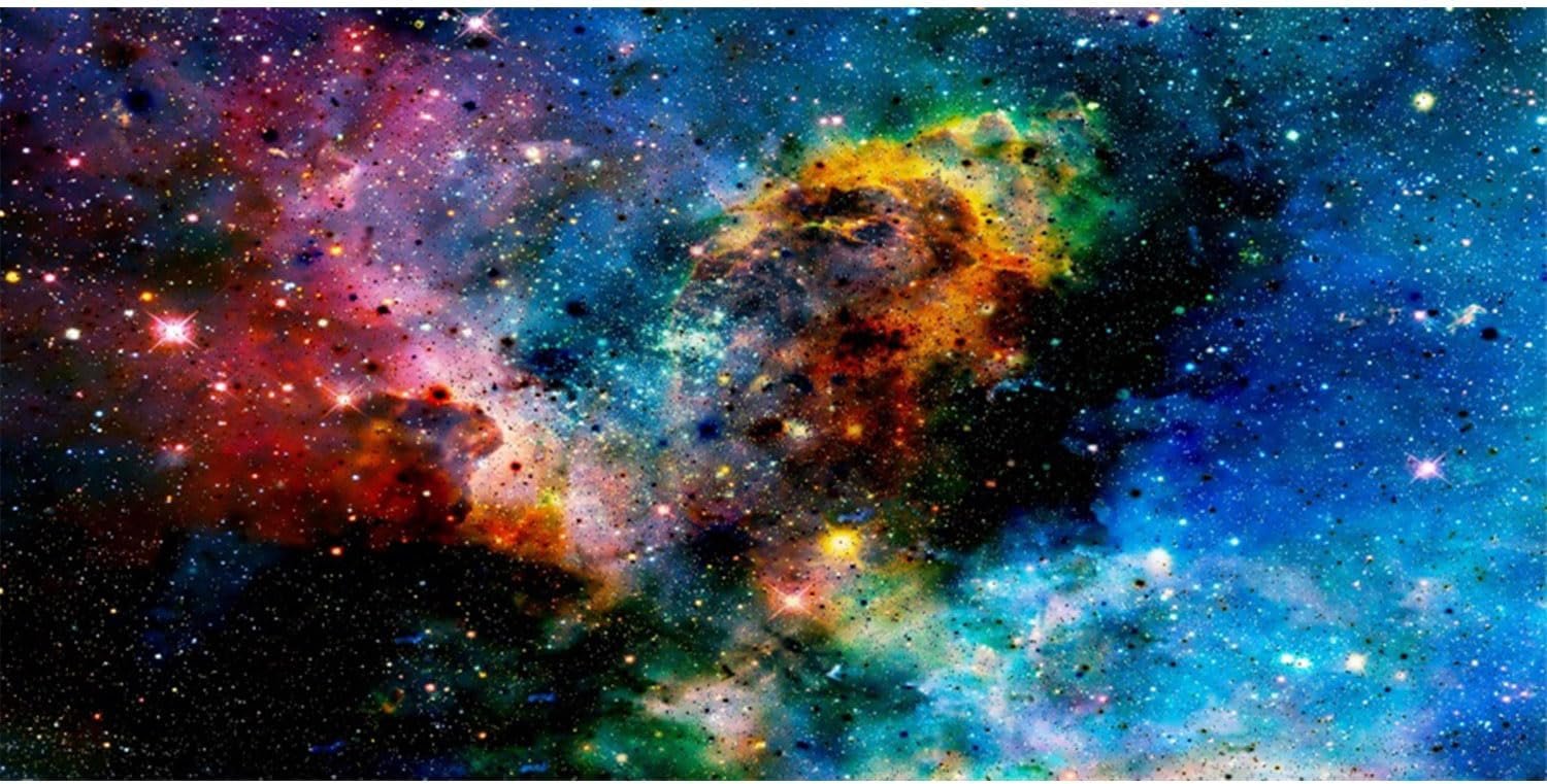 AWERT 72×18 inches Galaxy Aquarium Background Cloud Stars and Colorful Cosmic Universe Fish Tank Background Mystery Space Terrarium Background