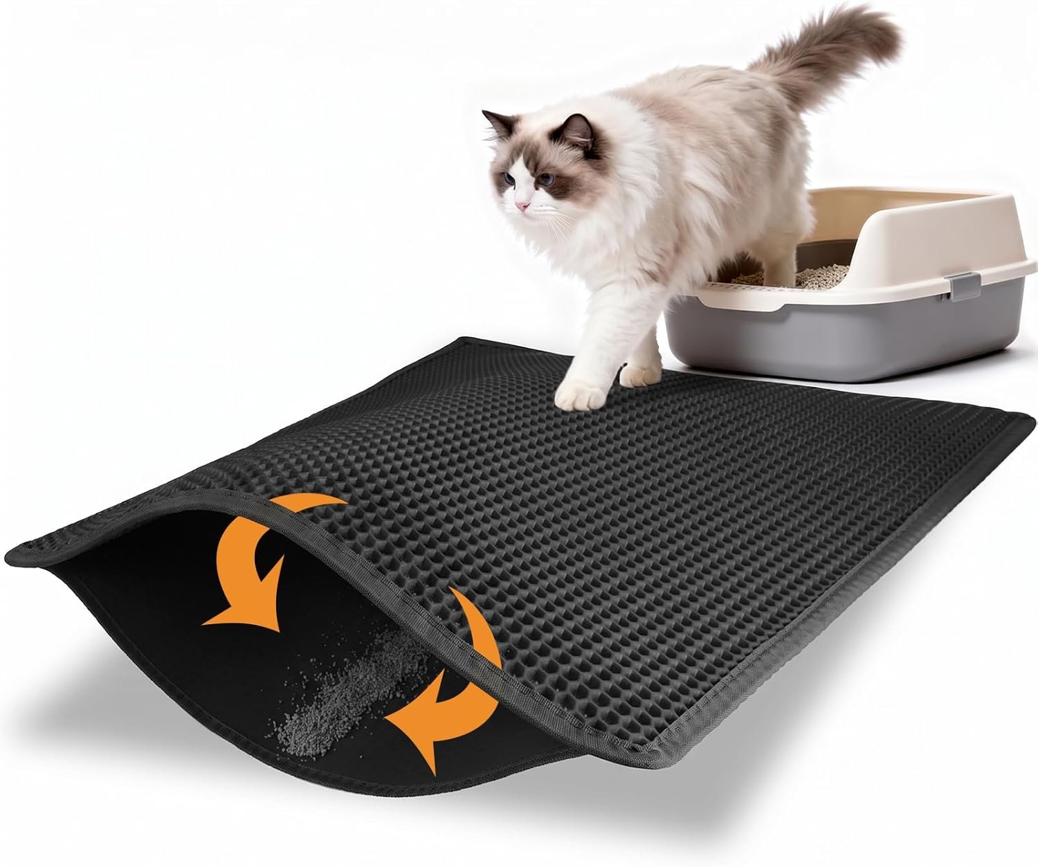 Pieviev Cat Litter Mat Double Layer Waterproof Urine Proof Trapping Mat 1 Pack (Black, 30×24 Inch (Pack of 1))