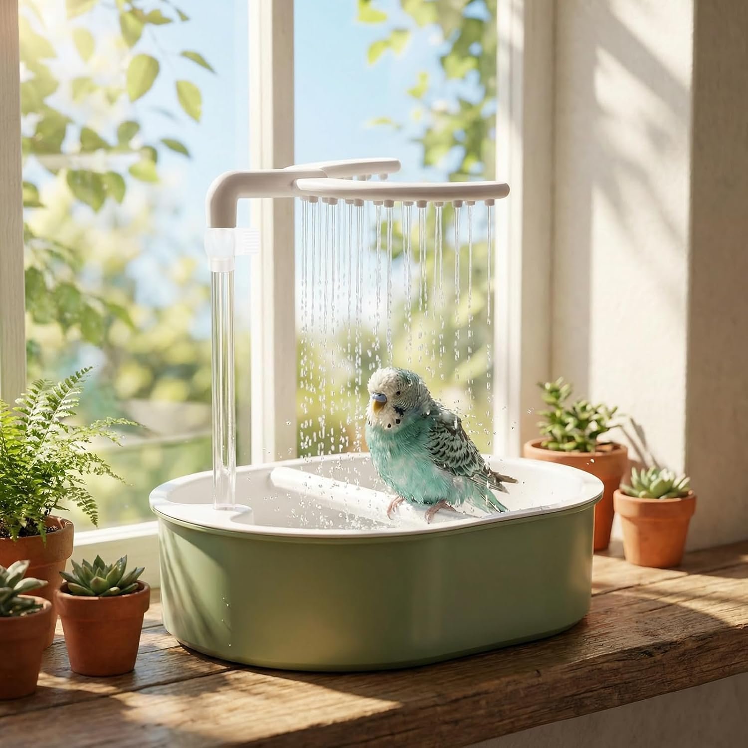 Electric Parakeet Bird Bath for Cage Indoor, Bird Shower Bath Large Capacity Circulating Water USB Electric Circulating Water Bird Bathtub for Lovebirds, Cockatiels, Finches, Conure & Budgies