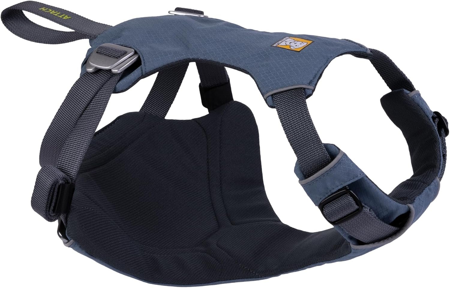 Ruffwear, Load Up Dog Car Harness, Padded Adjustable Travel Restraint with Universal Seat Belt Attachment and Strength-Rated Metal Hardware, for Road Trips in Cars & SUVs, Slate Blue, X-Small