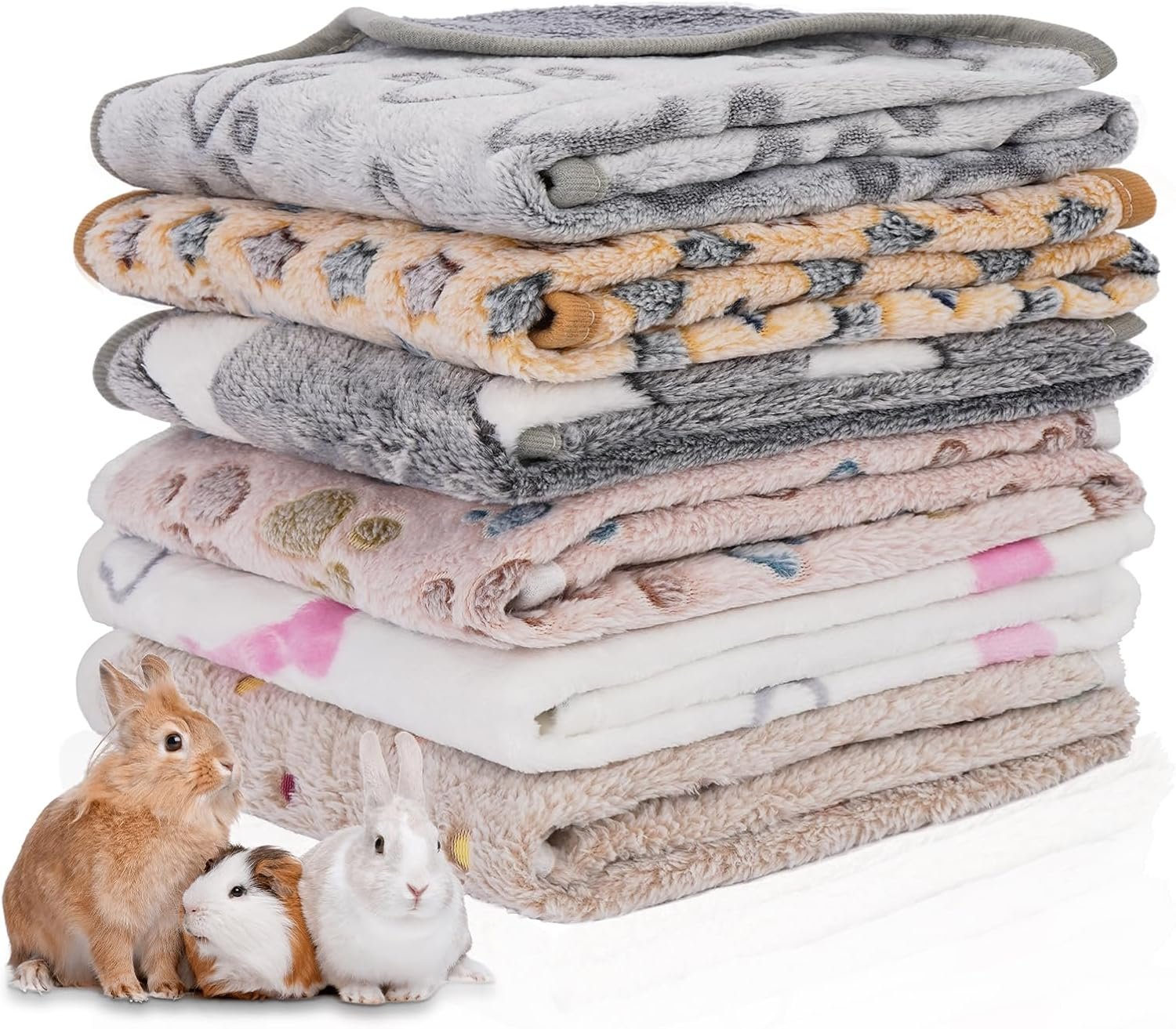 6 Pack Guinea Pig Cage Liner, Washable Guinea Pig Fleece Blankets Beding Accessories, Flannel Throw Warm Sleep Mat, Pet Pee Pads for Small Animal Hamster Rabbit Puppy Cat (Dark Color, 26×14 Inch)