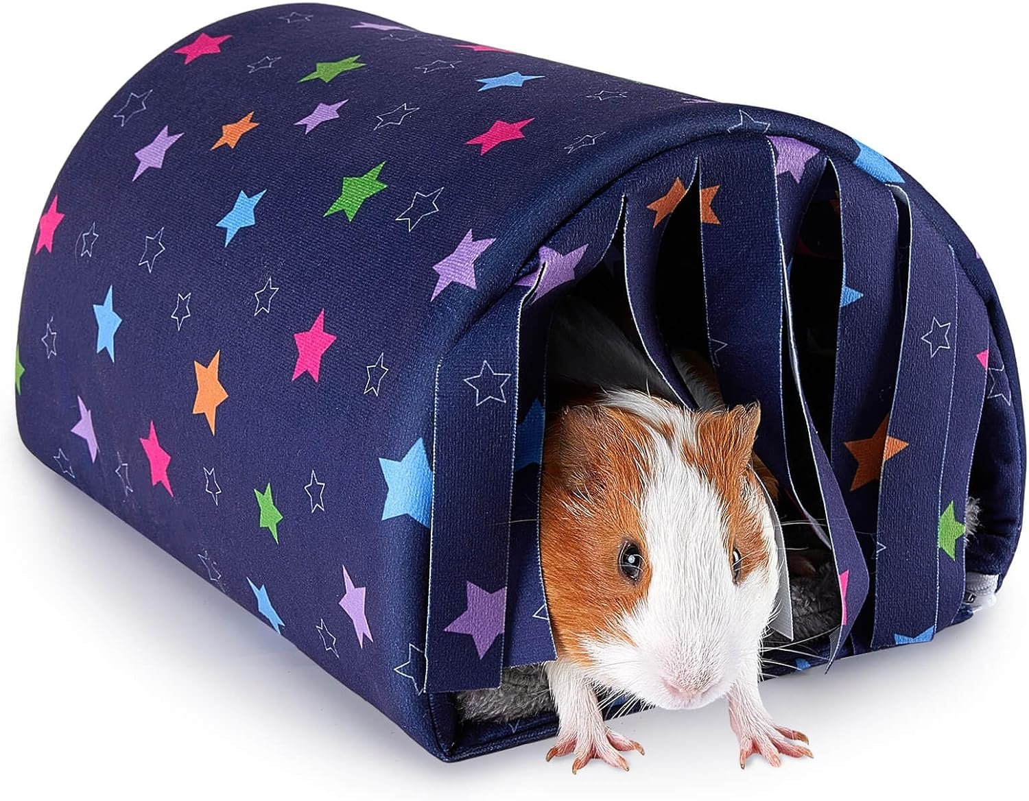 Washable Guinea Pig Tunnel with Curtains – Cozy Hamster Hideout Fit for Small Animals – Soft Accessories for Hamster/Chinchilla/Bunny