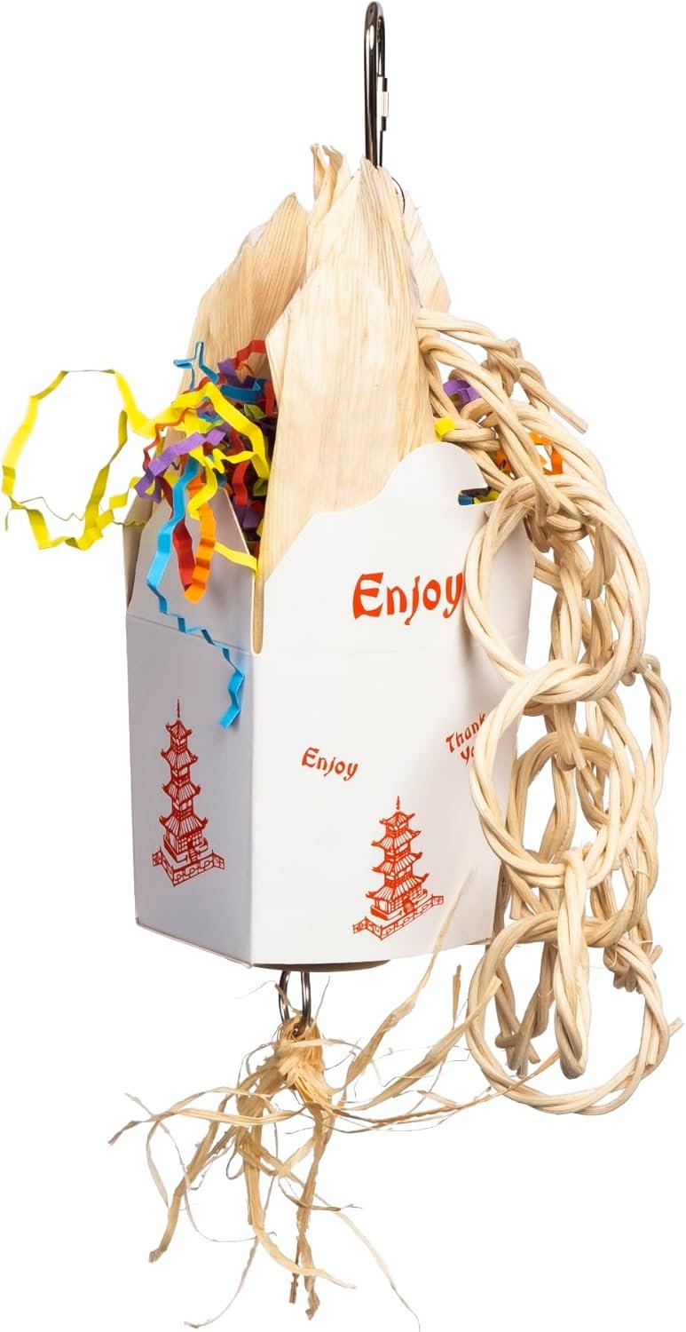 Prevue Pet Products Takeout – Playfuls Forage & Engage Bird Toy, Cage Accessories for Parrots, Conures, Cockatiels, Budgies, and Small to Medium Birds, Encourages Chewing, Climbing, and Shredding