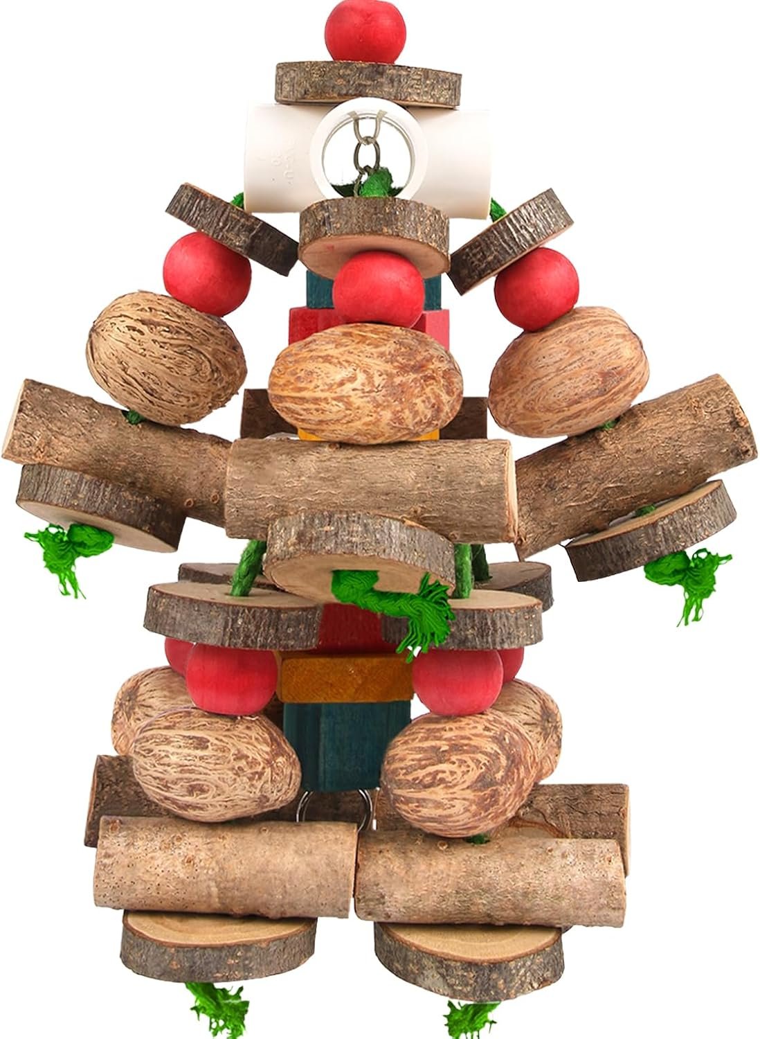 Kyouki Large Parrot Toy, Bird Toys for Cockatoos,Macaws, African Grey, Amazon Parrots,Conures, Lovebirds, Multicolored Natural Wooden Blocks Chewing Toys Bird Cage Accessories (Natural)
