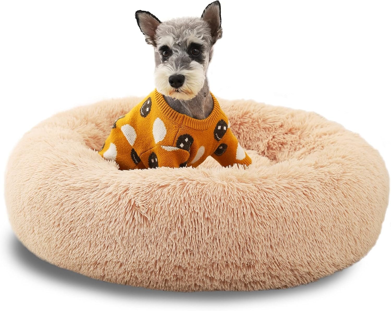 Calming Dog Bed, Medium, Polypropylene and Cotton, Removable Cover, Anti-Slip Bottom, Raised Rim Design, Machine Washable