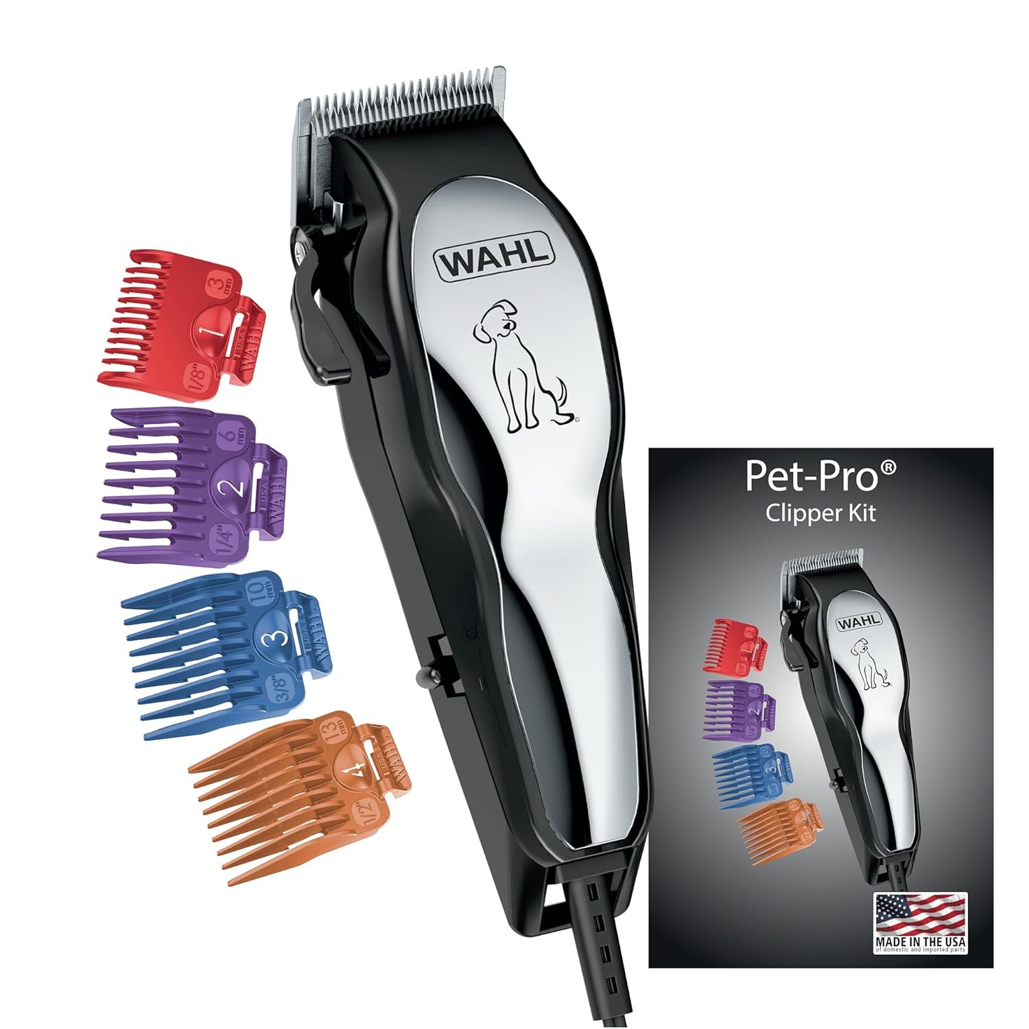 Wahl USA Clipper Pet-Pro Dog Grooming Kit – Electric Corded Dog Clipper for Dogs & Cats with Fine & Medium Coats – Model 9281-210