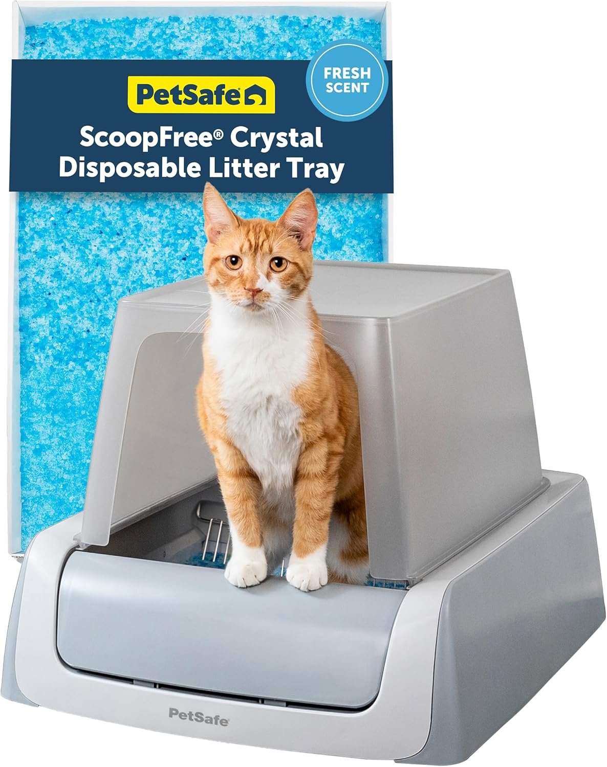 PetSafe ScoopFree Crystal Pro Legacy Self-Cleaning Automatic Cat Litter Box – Front-Entry Motion-Sensing Cat Box with Integrated Health Counter – Includes 1 Disposable Crystal Litter Tray
