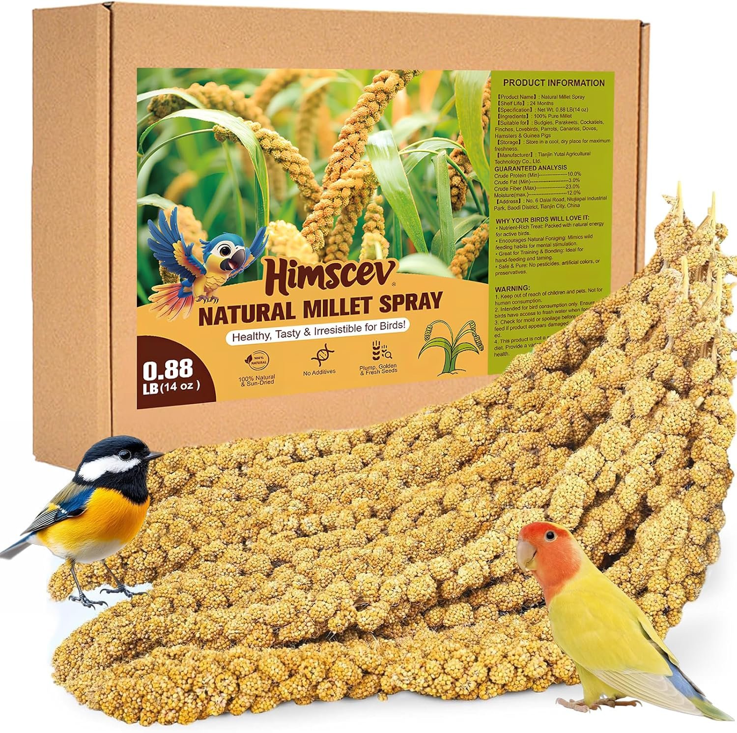 Sun-Dried Spray Millet for Birds – 0.88LBS Natural Non GMO, Healthy Millet Bird Treat, Bird Treats for Parakeets, Parrots, Cockatiels, Lovebirds,Finches & Canaries Food