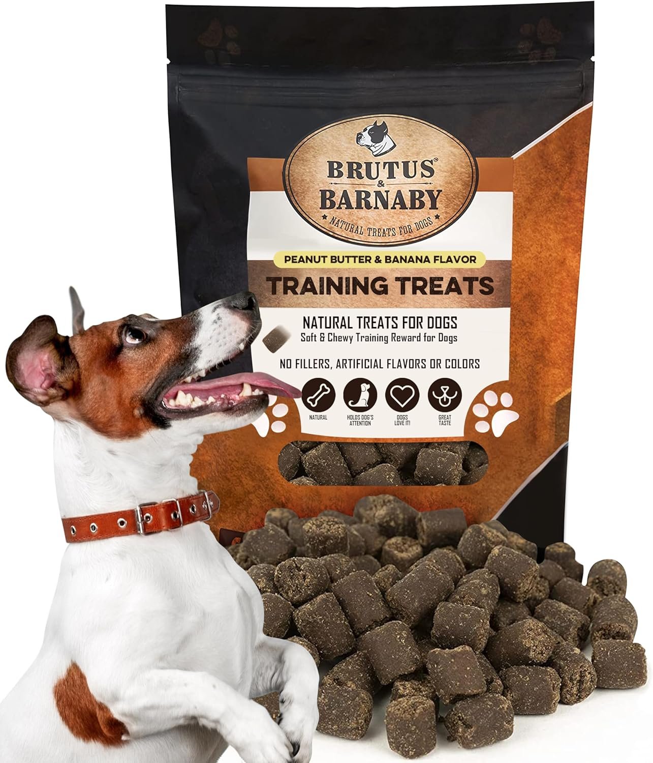 BRUTUS & BARNABY Training Treats for Dogs (8 oz / ~200 Ct) – Peanut Butter & Banana, All-Natural Soft Low Calorie Puppy Training Treats, Healthy Mini-Sized Small Dog Bites for All Breeds