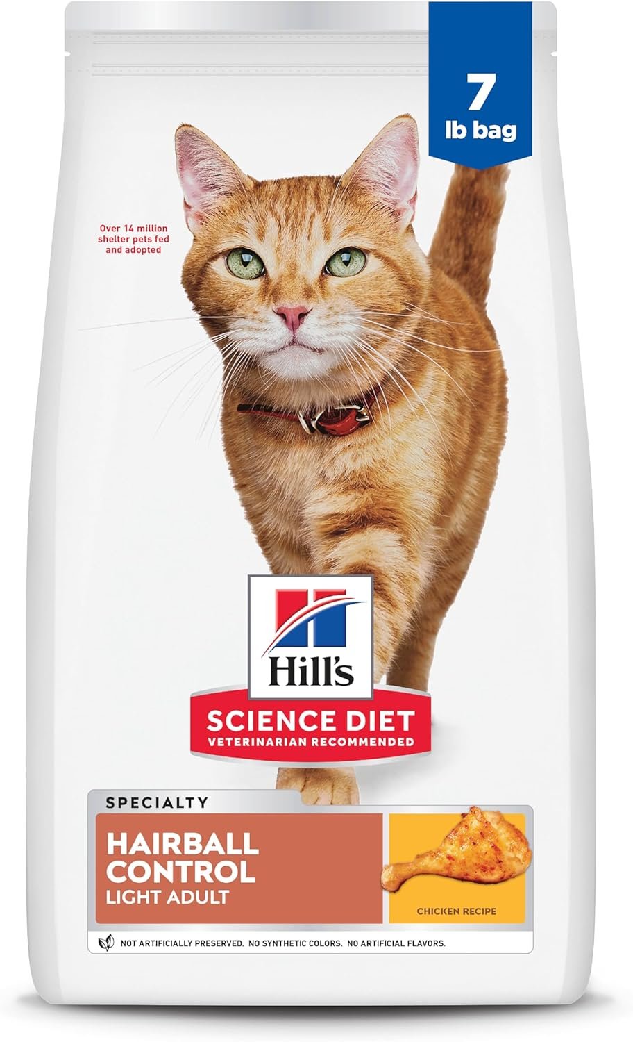 Hill’s Science Diet Adult 1-6 Hairball Control Light Dry Cat Food, Chicken, 15.5 lb. Bag