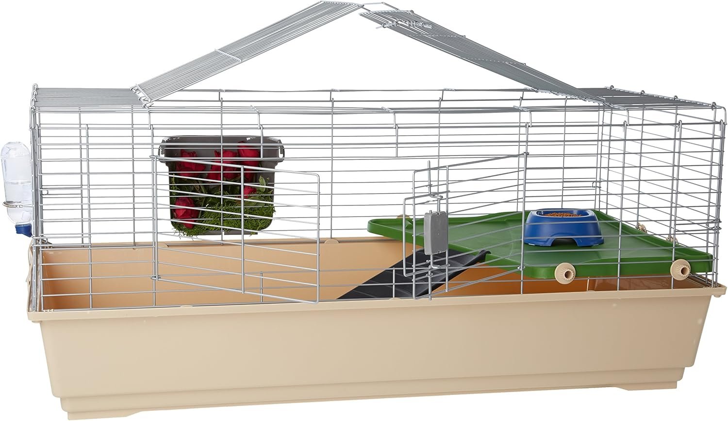 Amazon Basics Top Access Small Animal Habitat for Rabbit, Guinea Pig, Ferret & Chinchilla with Accessories, Jumbo, 48.6″L x 26.6″W x 20.6″H, Multicolor