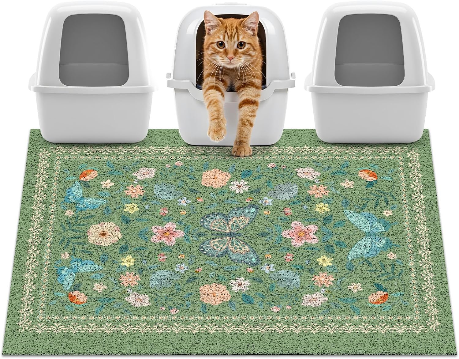 Unicorn Catcher 40×30 inches Cat Litter Mat Non-Slip Bottom Litter Box Mat Urine-Proof Soft Litter Mat for Cats Waterproof Pads Protects Floors Cat Mat for Litter Box