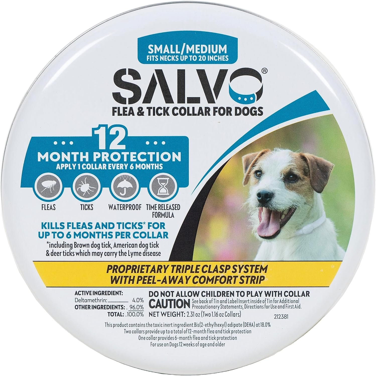 SALVO Flea and Tick Collar for Dogs – Pack of 2 for 12 Months of Protection – Flea and Tick Prevention for Dogs (Small/Medium)