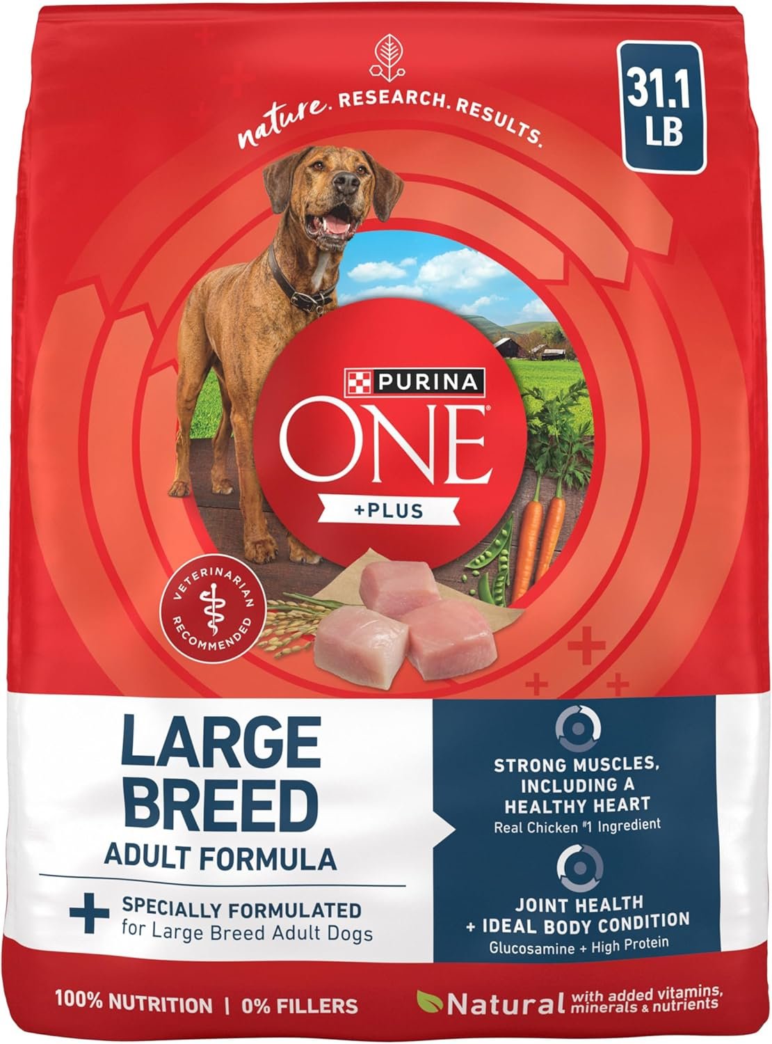Purina One +Plus Dry Dog Food for Large Adult Dogs High Protein, Real Chicken – 31.1 lb Bag