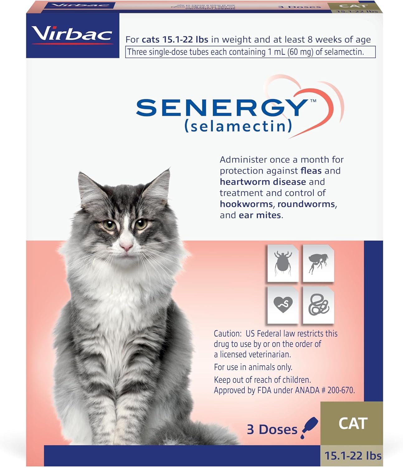 SENERGY® (selamectin) for Cats 15.1-22 lbs, 3 Pack
