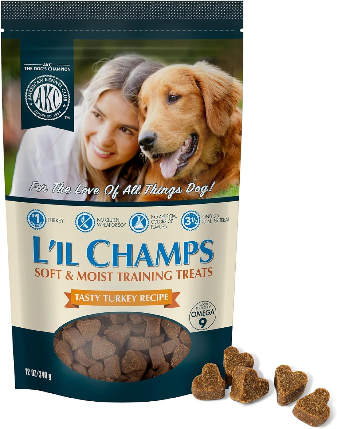 American Kennel Club Lil Champs Soft & Moist Training Treats, Turkey Flavor, All Breed Sizes, 12 Ounces