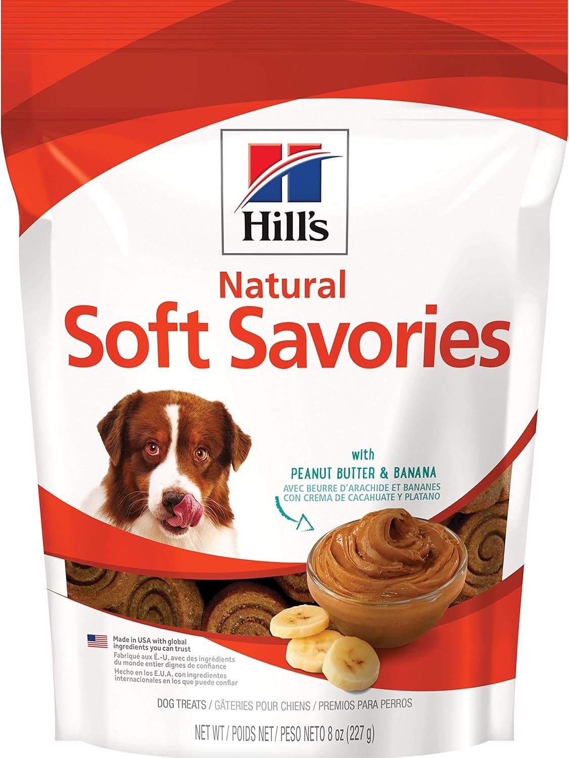 Hill’s Natural Soft Savories Dog Treats, Peanut Butter & Banana, 8 oz. Bag
